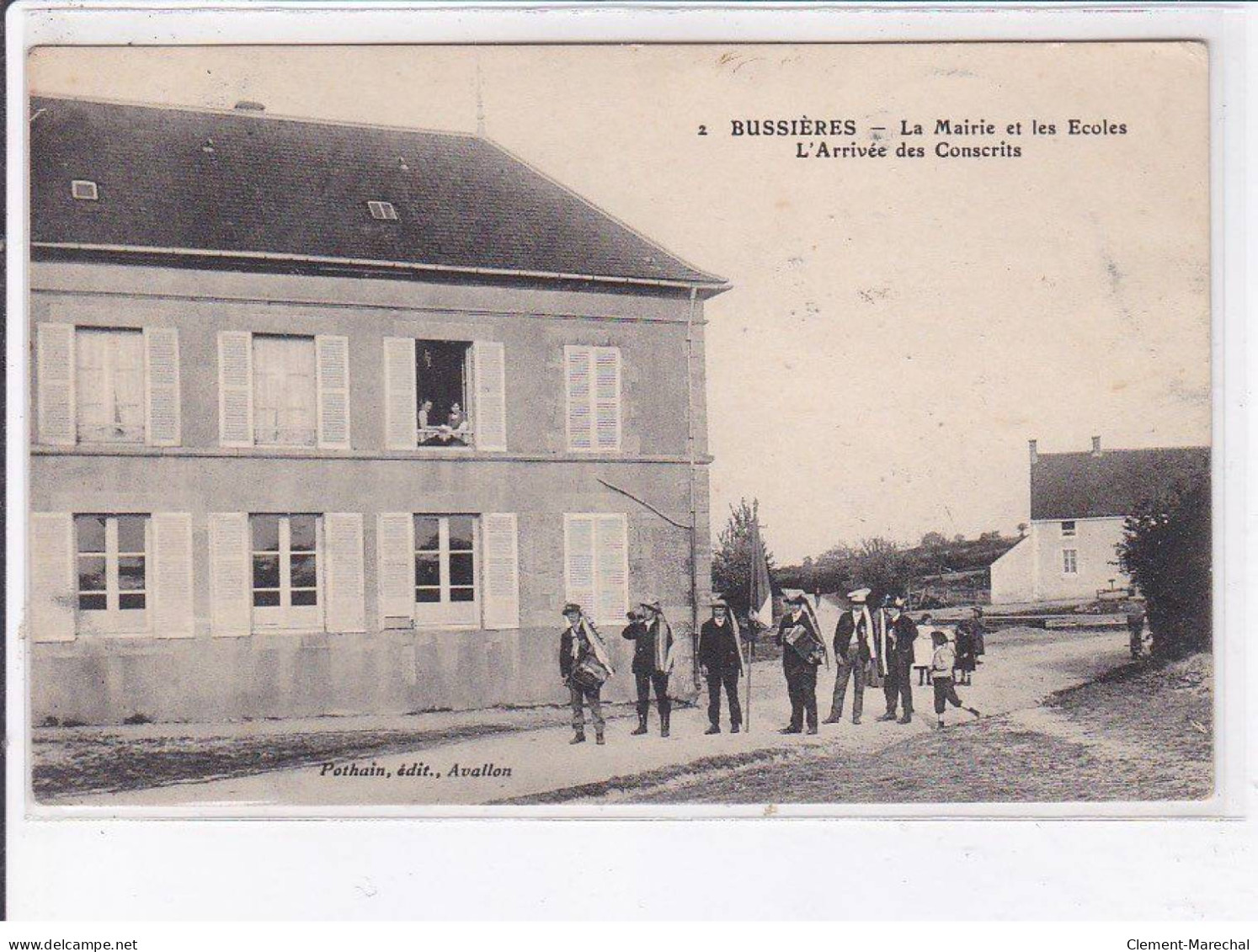 BUSSIERES: La Mairie Et Les école, L'arrivée Des Conscrits - Très Bon état - Autres & Non Classés