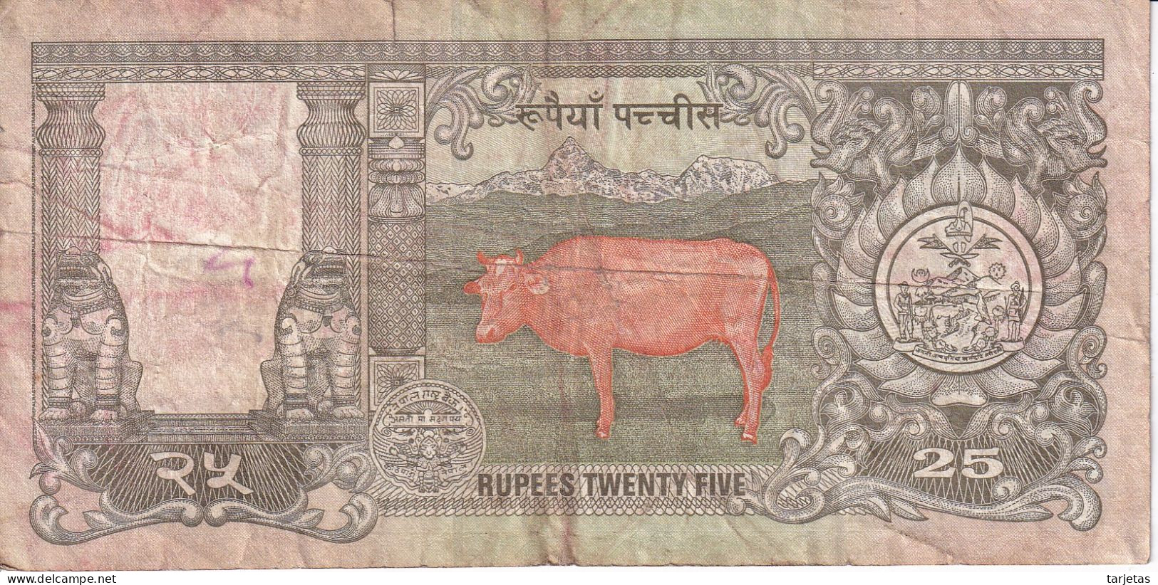 BILLETE DE NEPAL DE 25 RUPEES DEL AÑO 1997 (BANKNOTE) - Népal