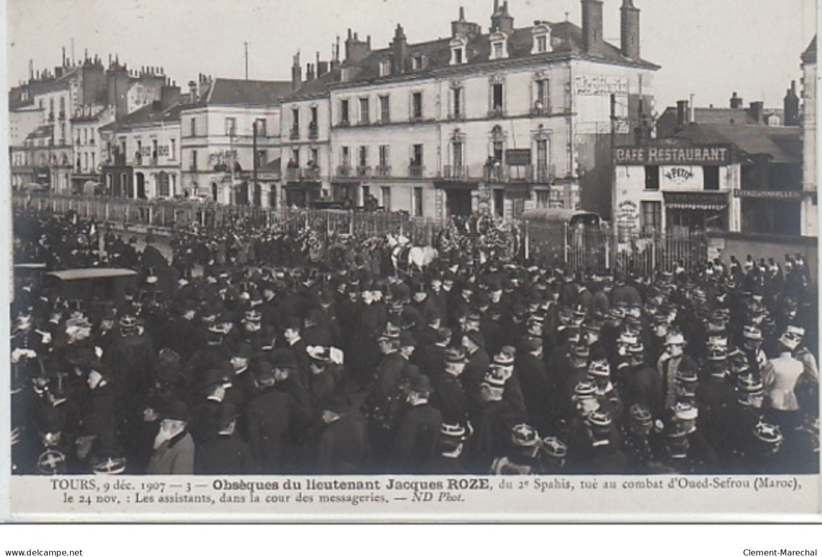 TOURS : série complète de 12 cartes postales - obsèques du lieutenant Jacques ROZE (militaire du 2ème Spahis tué au comb