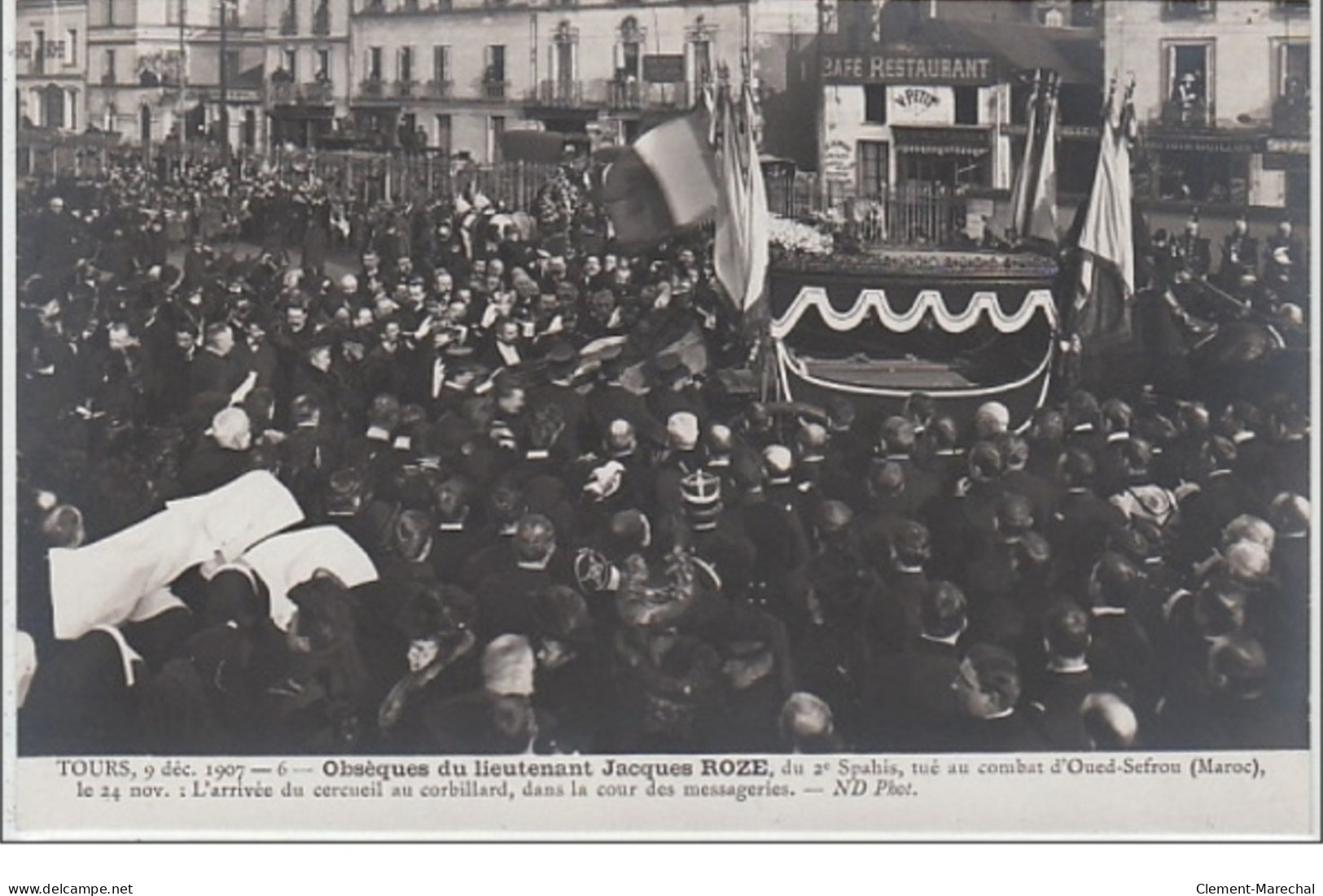 TOURS : série complète de 12 cartes postales - obsèques du lieutenant Jacques ROZE (militaire du 2ème Spahis tué au comb