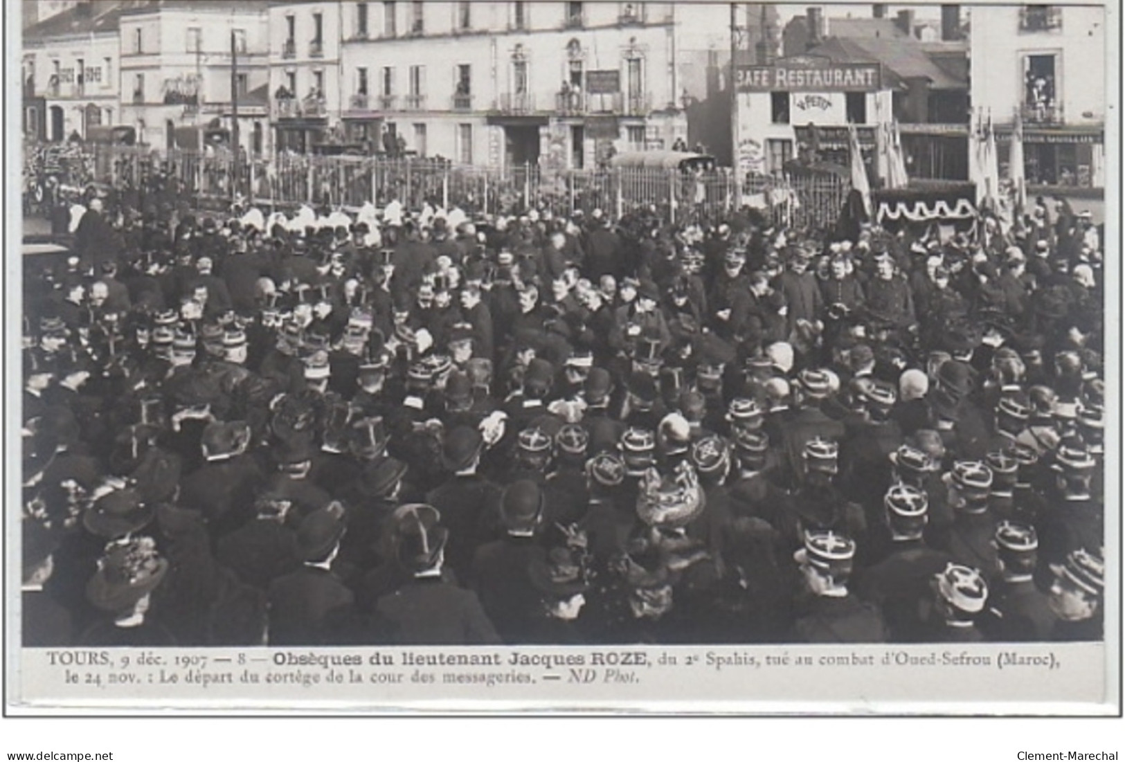 TOURS : série complète de 12 cartes postales - obsèques du lieutenant Jacques ROZE (militaire du 2ème Spahis tué au comb