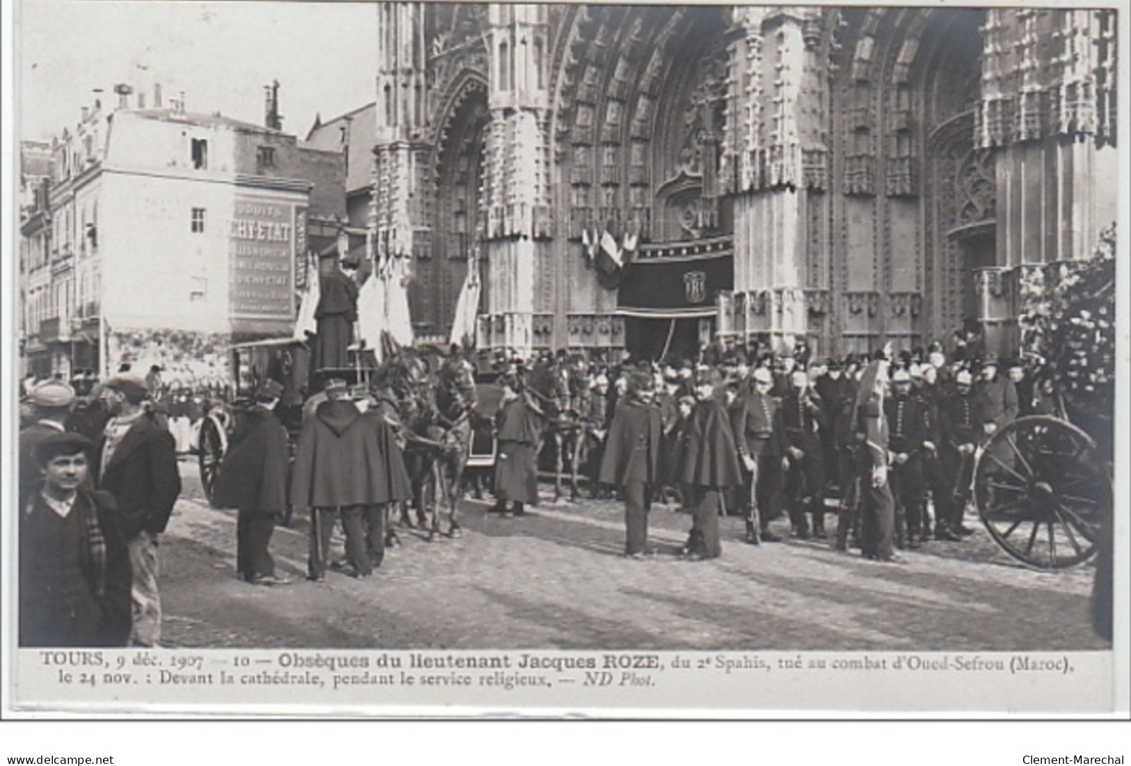 TOURS : série complète de 12 cartes postales - obsèques du lieutenant Jacques ROZE (militaire du 2ème Spahis tué au comb