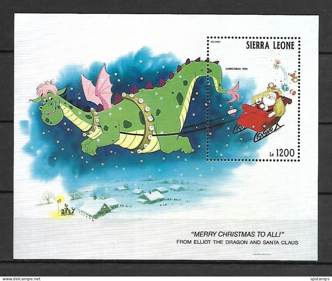 Disney Sierra Leone 1993 Christmas - Merry Christmas To All MS MNH - Disney