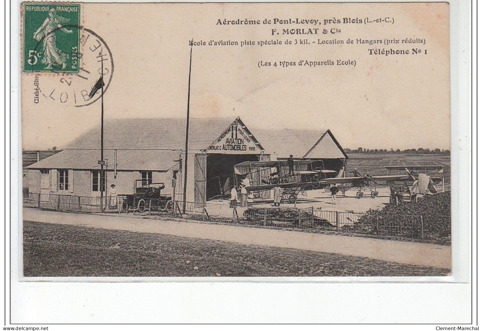 PONT LEVOY : Aérodrome Et école D'aviation MORLAT - Très Bon état - Autres & Non Classés