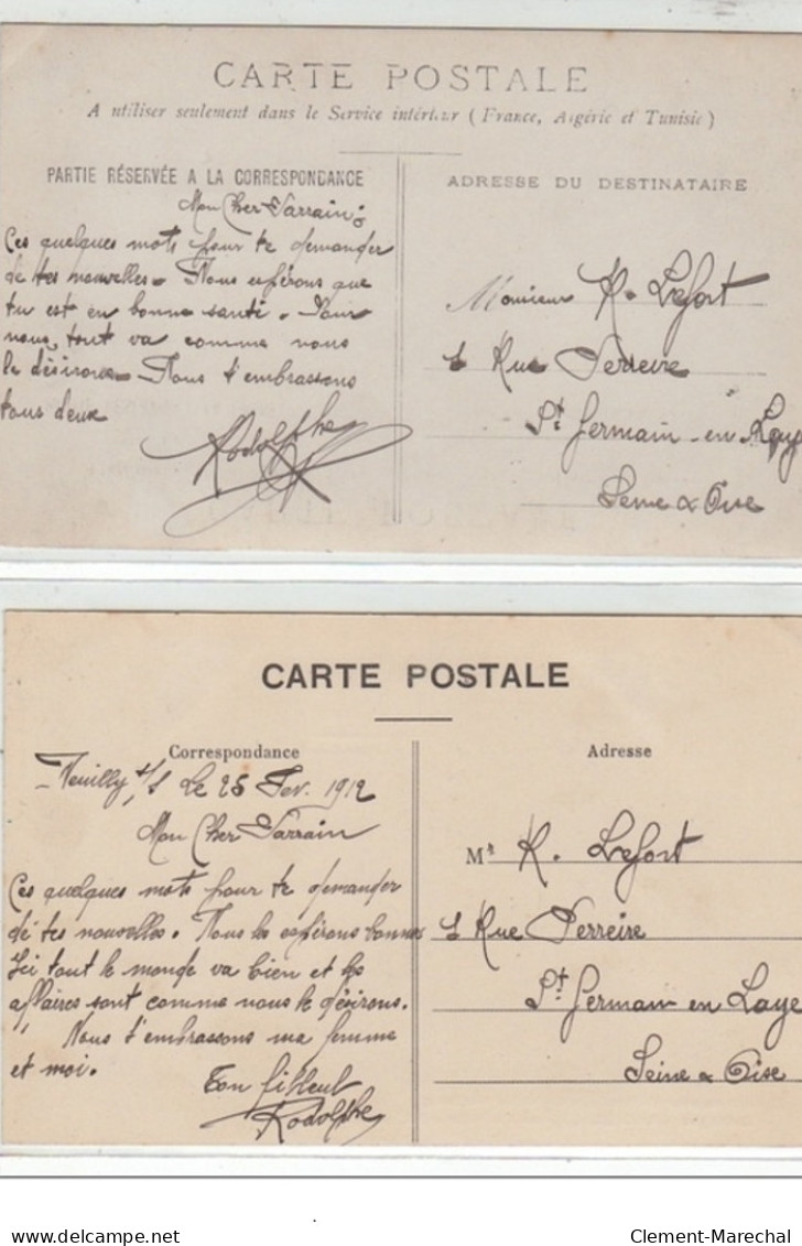 NEUILLY : Lot De 2 Cartes Postales Dont 1 Carte Photo - Atelier D'ébénisterie Pour Voiture CARRIER (autographe) - Neuilly Sur Seine