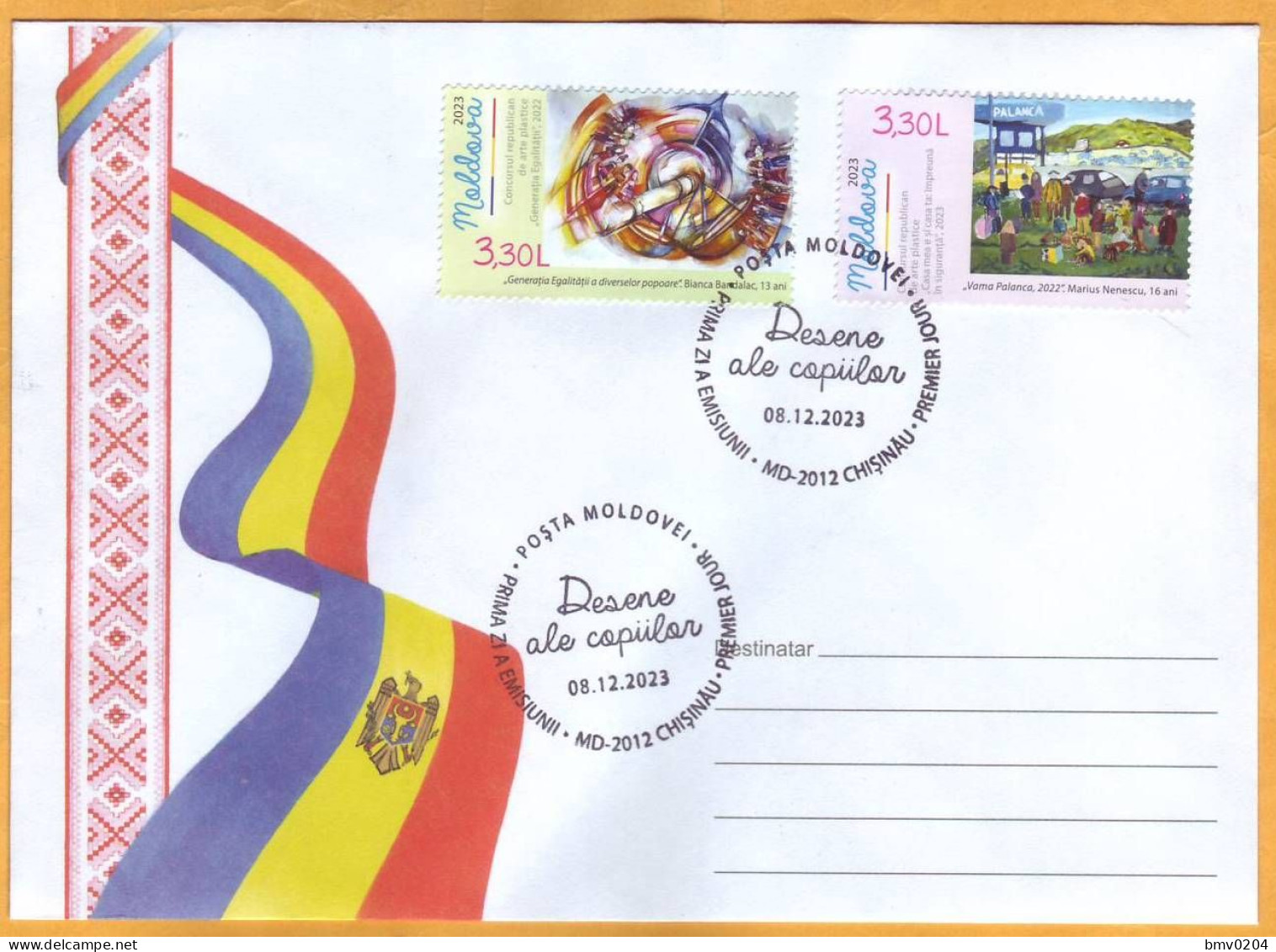 2023  Moldova FDC „Children's Drawings”, ”The Custom Palanca, 2022.”. ”Generation Of Equality Of Different Nations”. - Moldavië