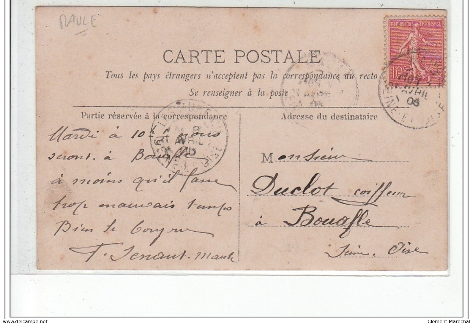 MAULE : Carte Photo D'un Coiffeur En 1906 - Très Bon état - Maule