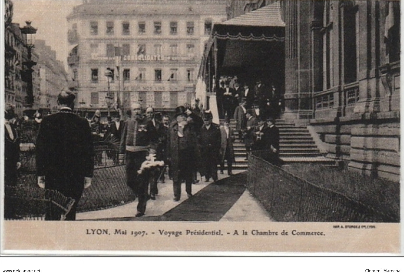 LYON : mai 1907 - voyage présidentiel (Lot de 18 cartes postales anciennes sur soie) - très bon état