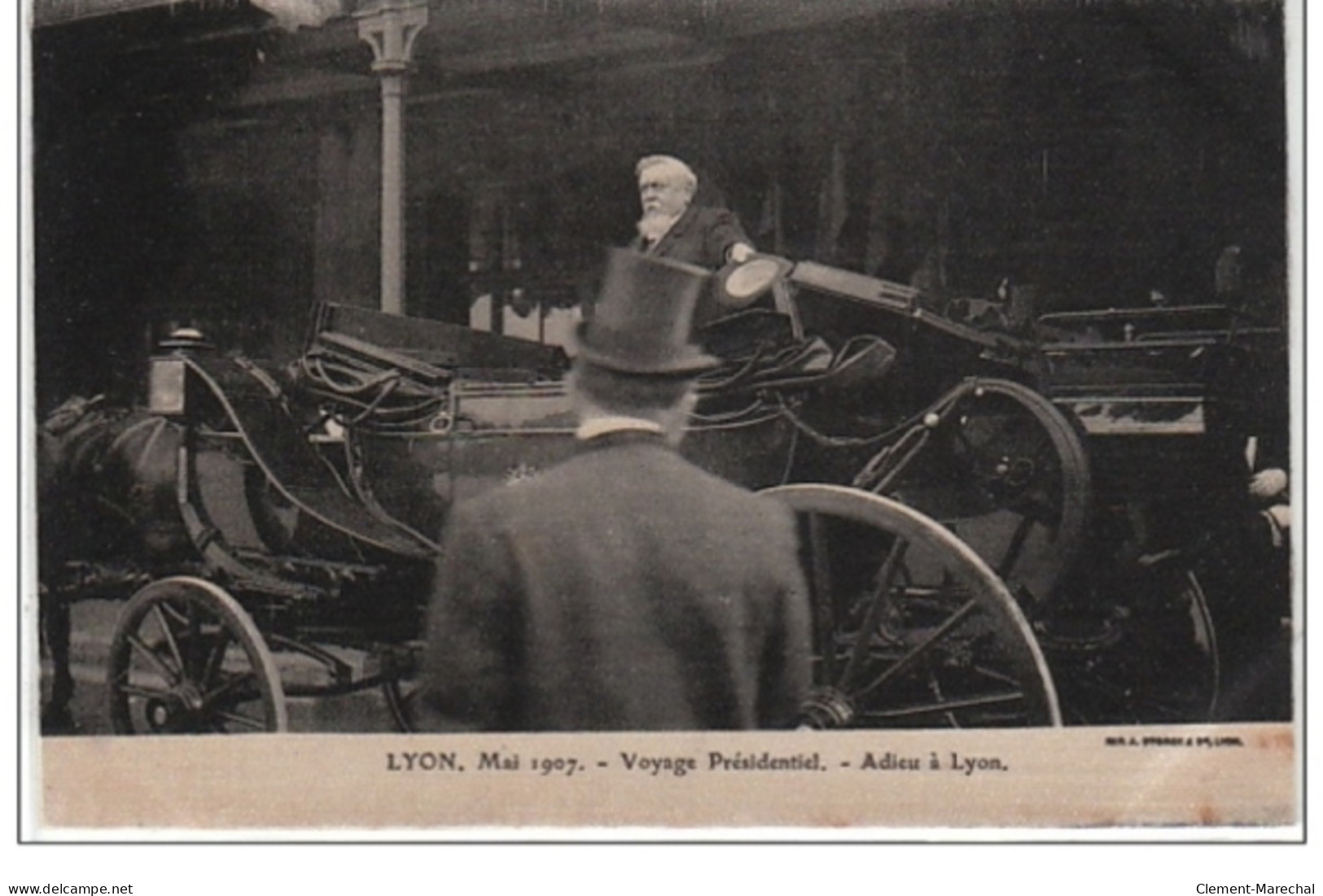 LYON : mai 1907 - voyage présidentiel (Lot de 18 cartes postales anciennes sur soie) - très bon état