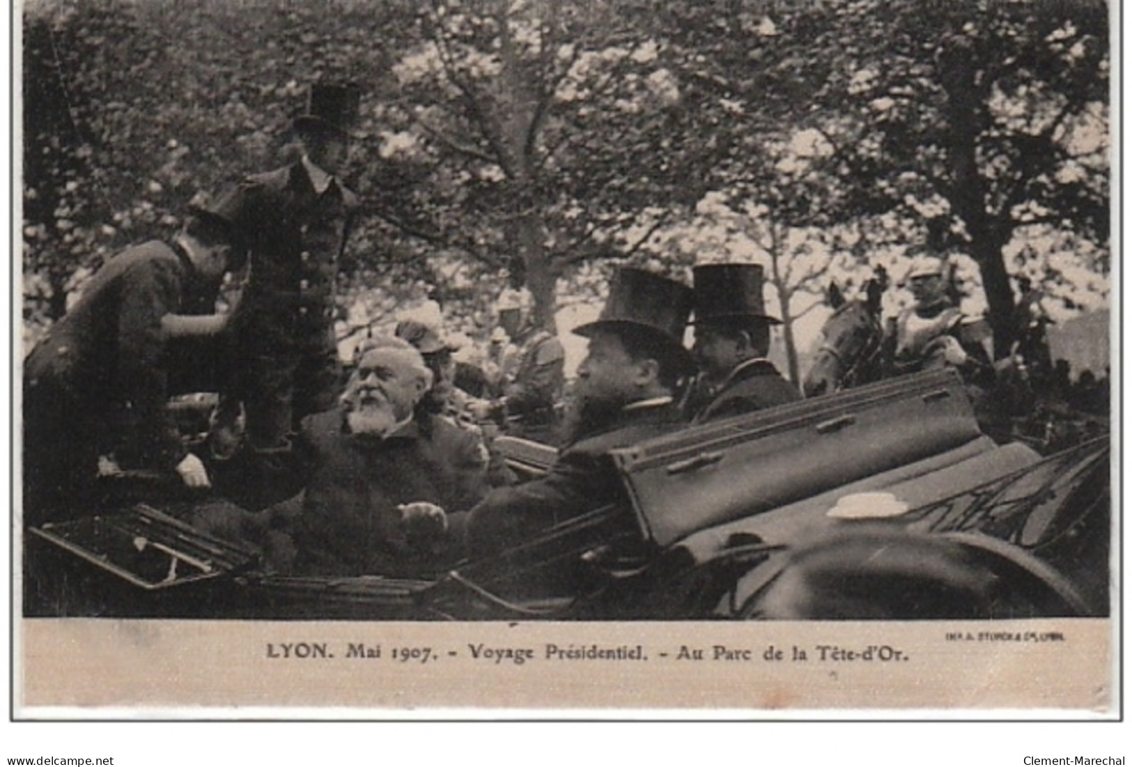 LYON : mai 1907 - voyage présidentiel (Lot de 18 cartes postales anciennes sur soie) - très bon état