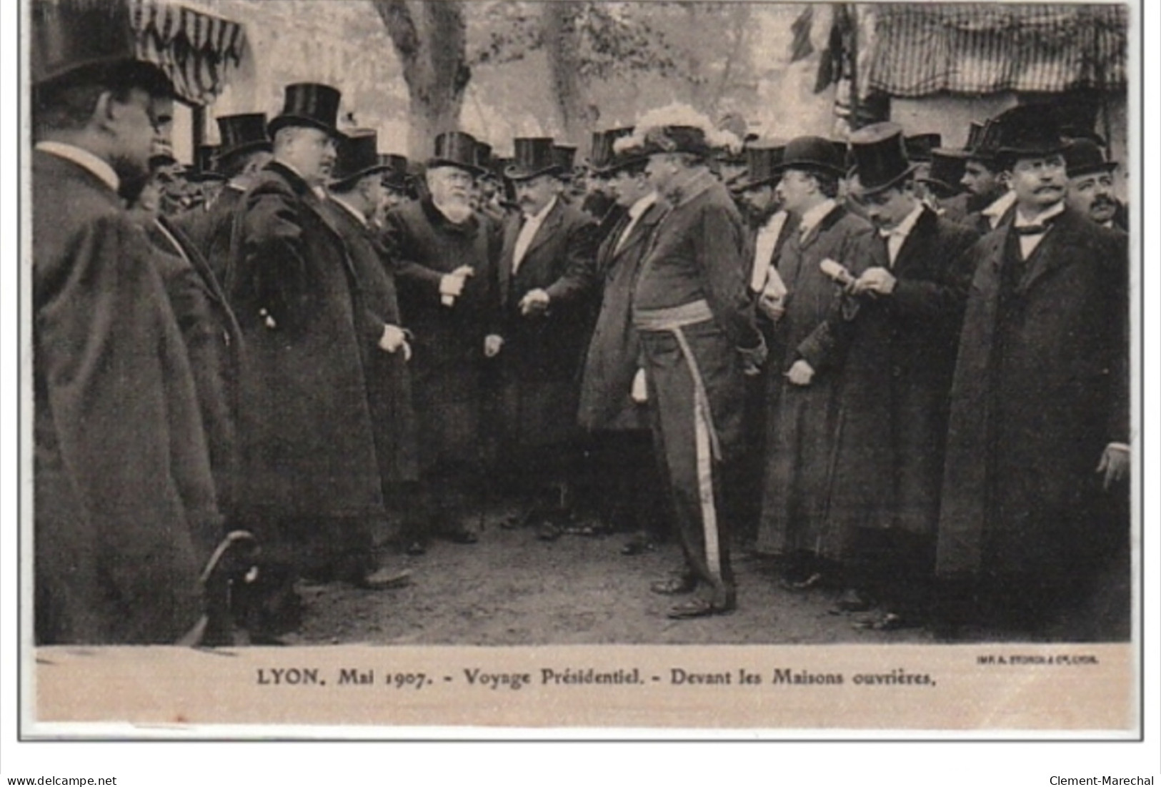 LYON : mai 1907 - voyage présidentiel (Lot de 18 cartes postales anciennes sur soie) - très bon état