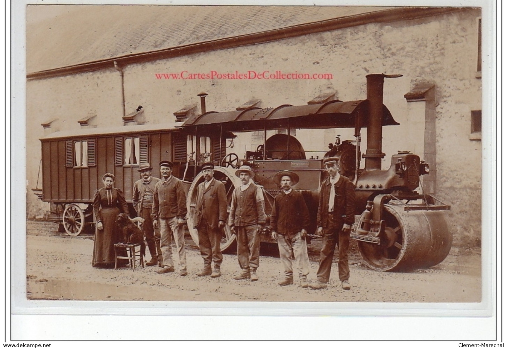 SAINT LEU D'ESSERENT : Carte Photo De Terrassiers Avec Le Rouleau Compresseur Vers 1910 - Très Bon état - Other & Unclassified