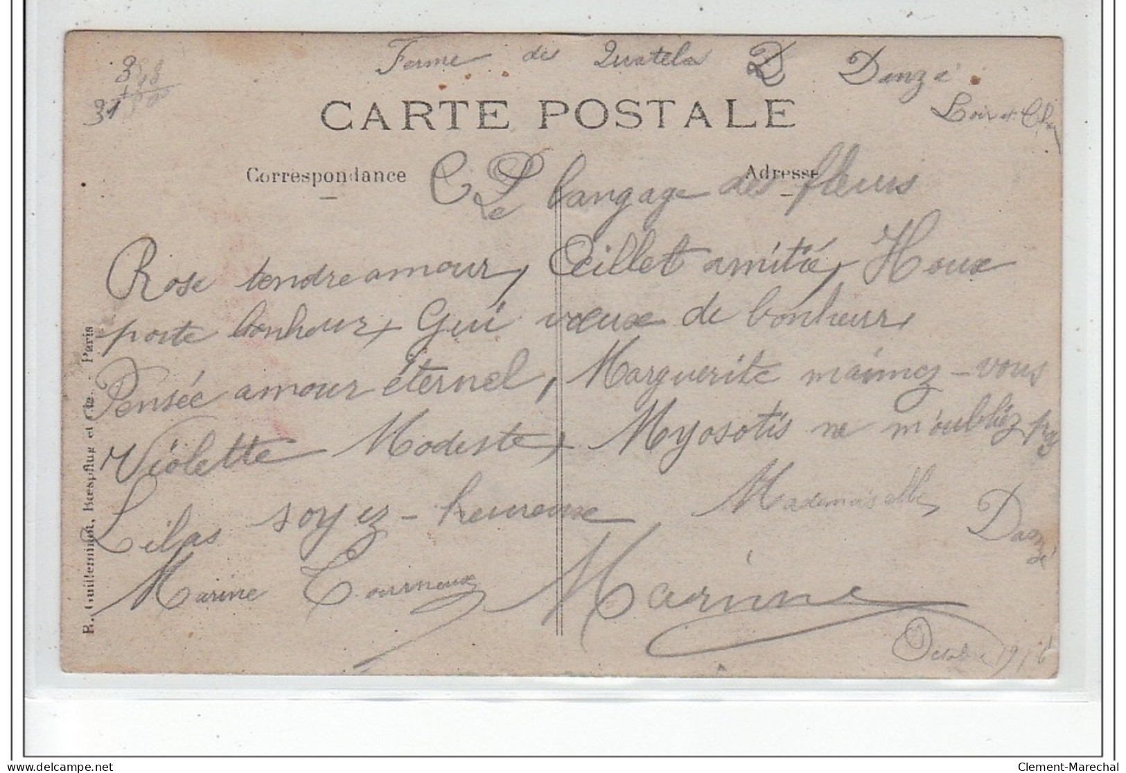 DANZE : Carte Photo D'intérieur De Ferme (oeillets-fleurs) - Très Bon état - Other & Unclassified