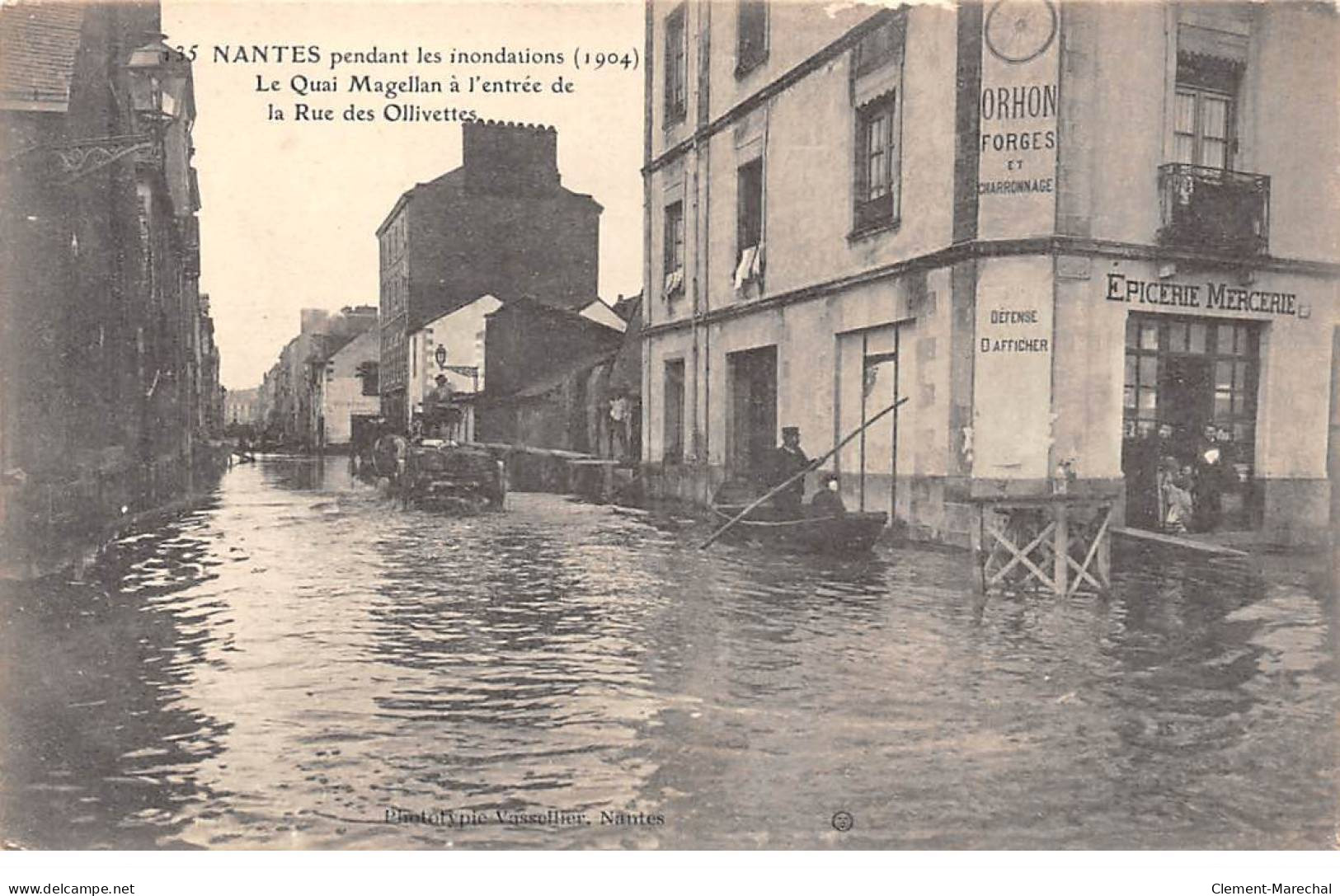 NANTES Pendant Les Inondation Février 1904 - Le Quai Magellan à L'entrée De La Rue Des Ollivettes - Très Bon état - Nantes