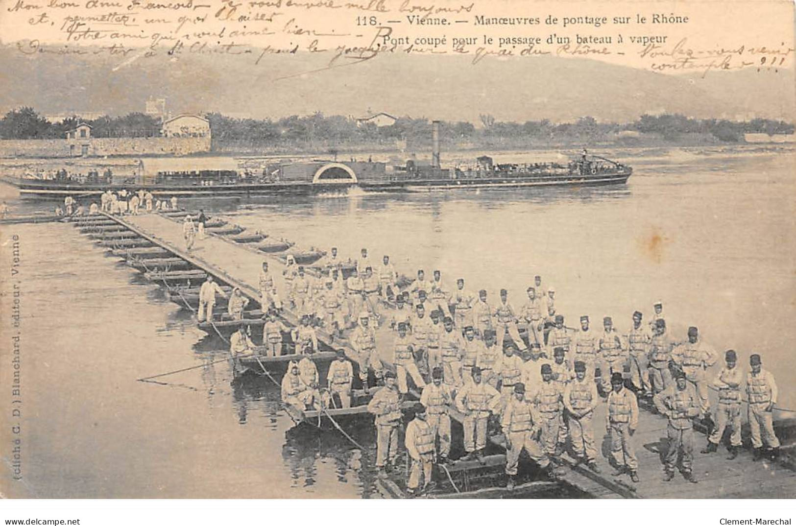 VIENNE - Manoeuvres De Pontage Sur Le Rhône - Pont Coupé Pour Le Passage D'un Bateau à Vapeur - Très Bon état - Vienne