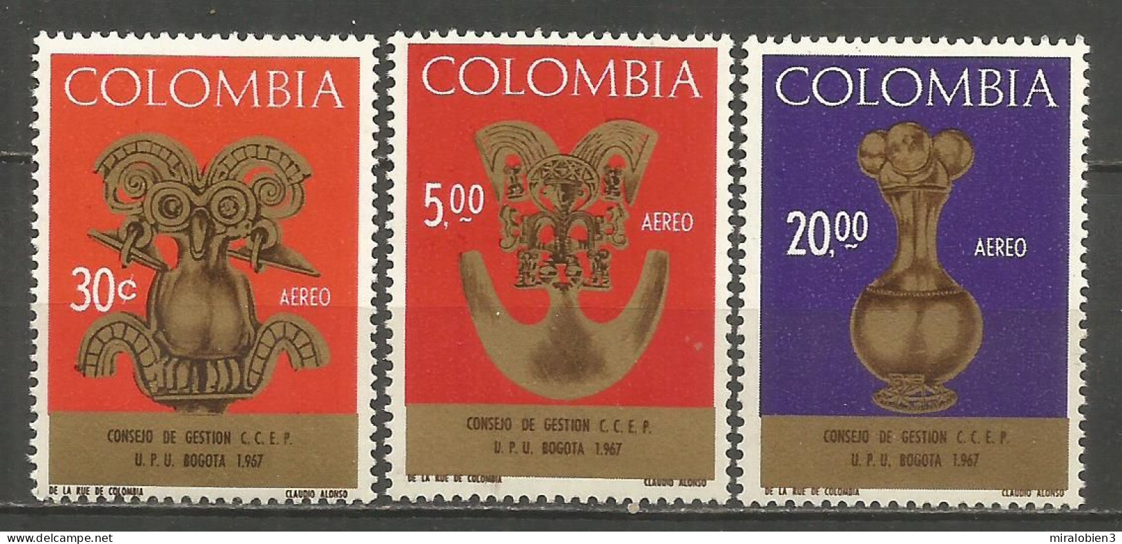 COLOMBIA CORREO AEREO  YVERT NUM. 476/478 ** SERIE COMPLETA SIN FIJASELLOS - Kolumbien