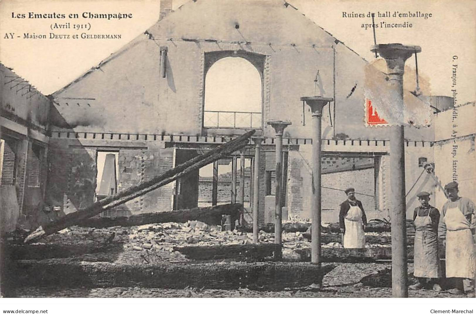 Les Emeutes En Champagne - AY Maison Deutz Et Geldermann - Avril 1911 - Ruines De Hall D'emballage - Très Bon état  - Ay En Champagne