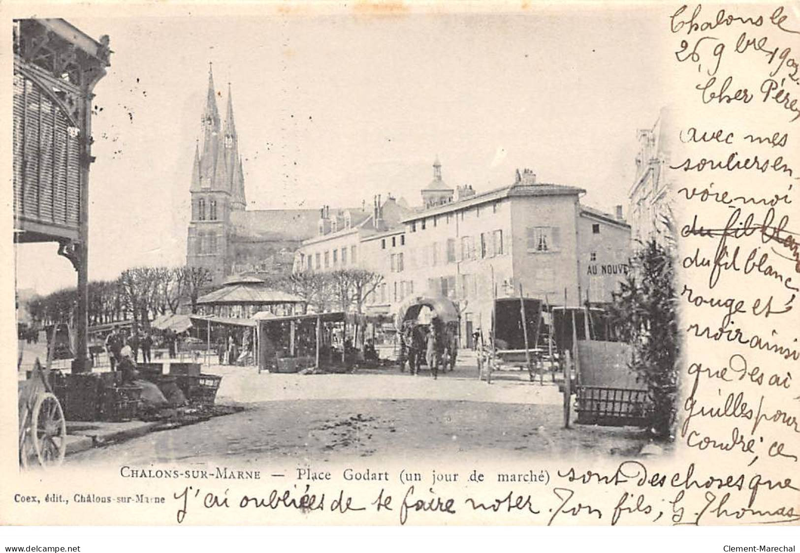 CHALONS SUR MARNE - Place Godart - Un Jour De Marché - état - Châlons-sur-Marne