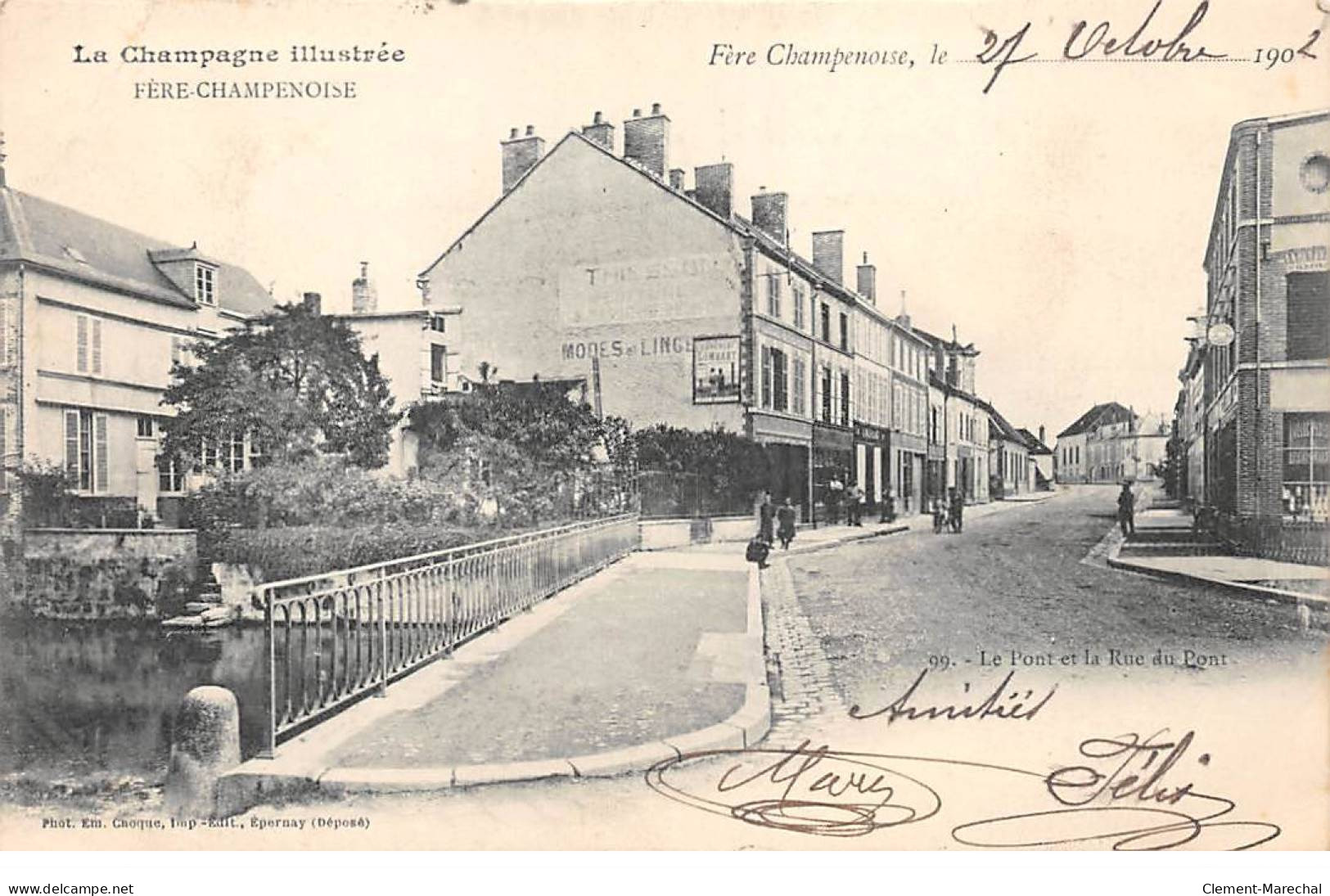 FERE CHAMPENOISE - Le Pont Et La Rue Du Pont - Très Bon état - Fère-Champenoise