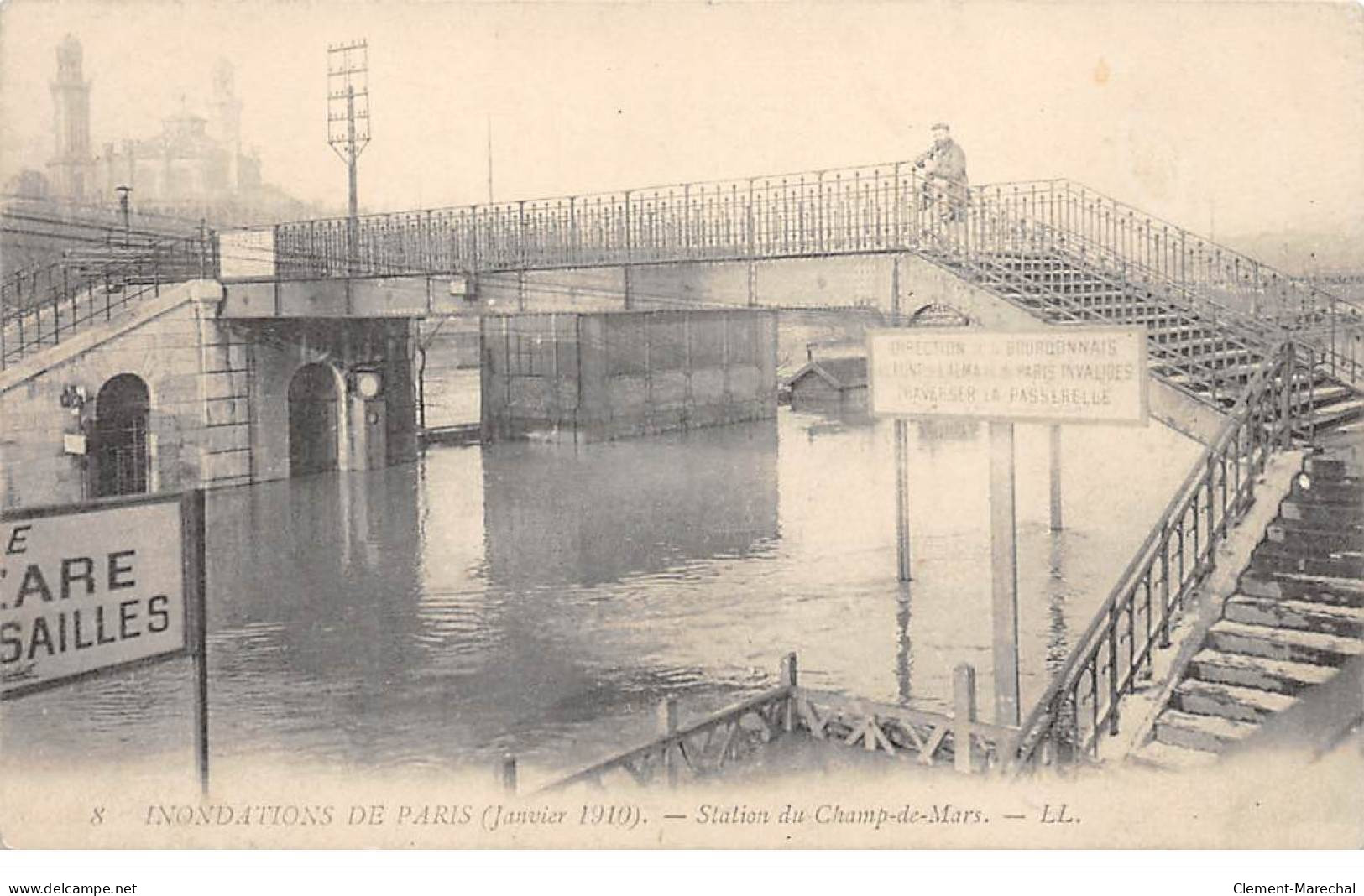 PARIS - Inondations De Paris 1910 - Station Du Champ De Mars - Très Bon état - Überschwemmung 1910