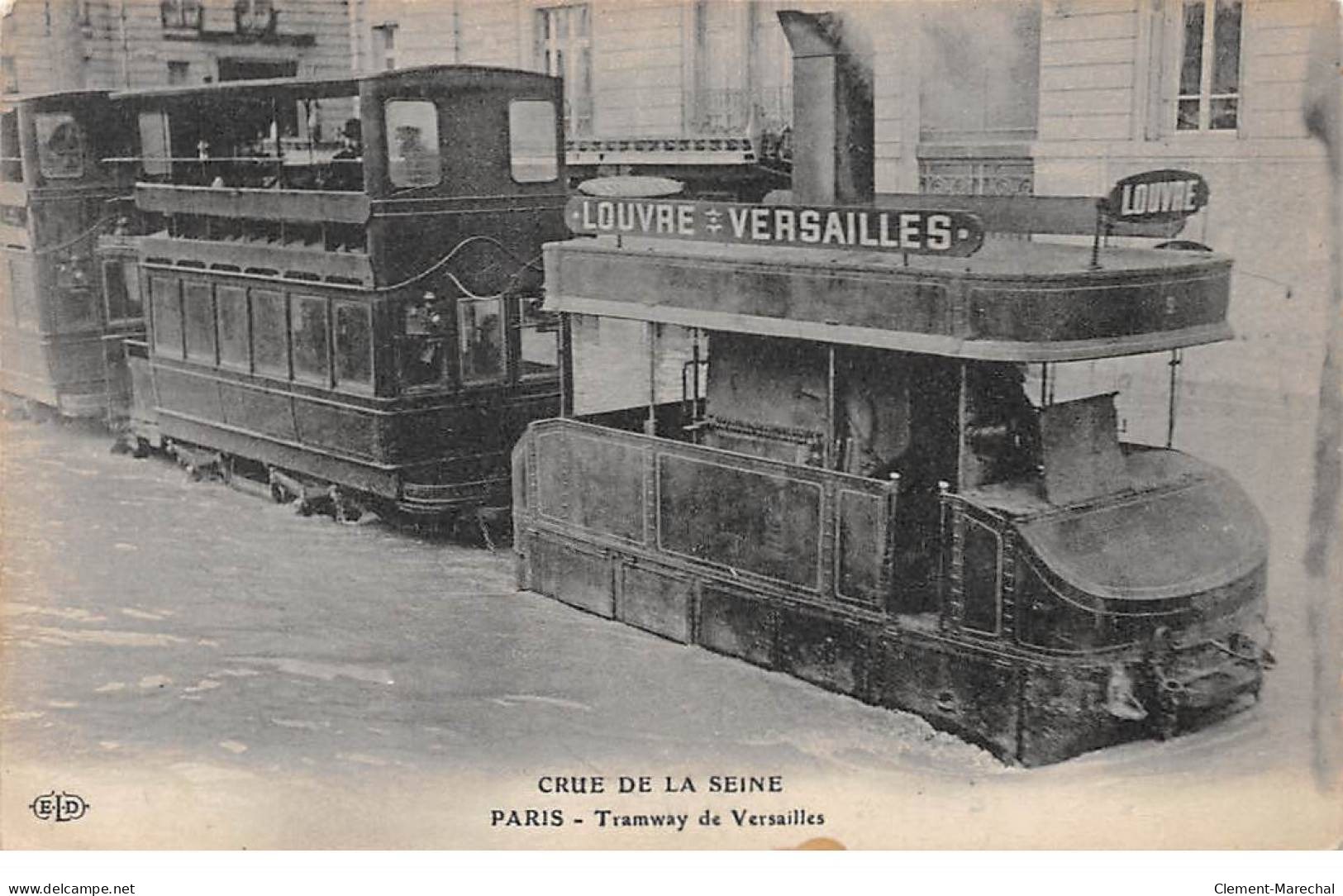 PARIS -Crue De La Seine - Tramway De Versailles - Très Bon état - Inondations De 1910