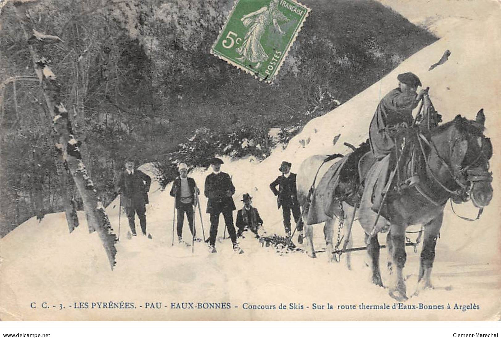 PAU - EAUX BONNES - Concours De Skis - Sur La Route Thermale D'Eaux Bonnes à Argelès - état - Pau