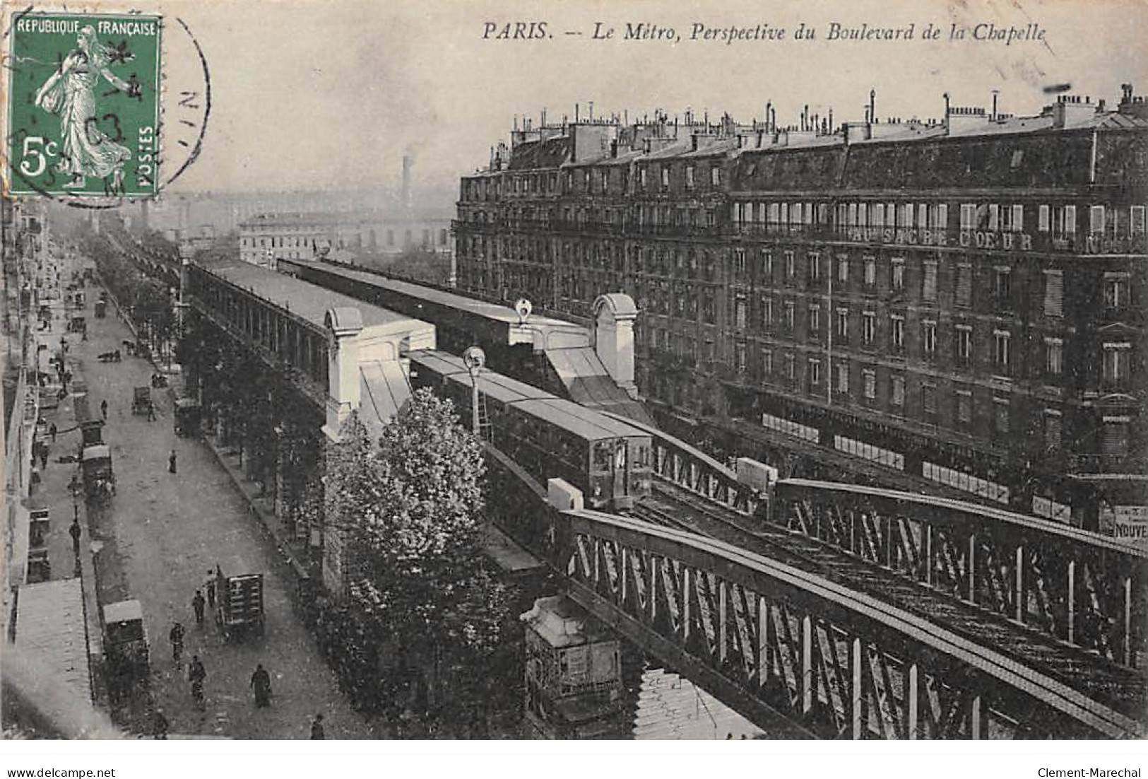 PARIS - Le Métro - Perspective Du Boulevard De La Chapelle - Très Bon état - Métro Parisien, Gares