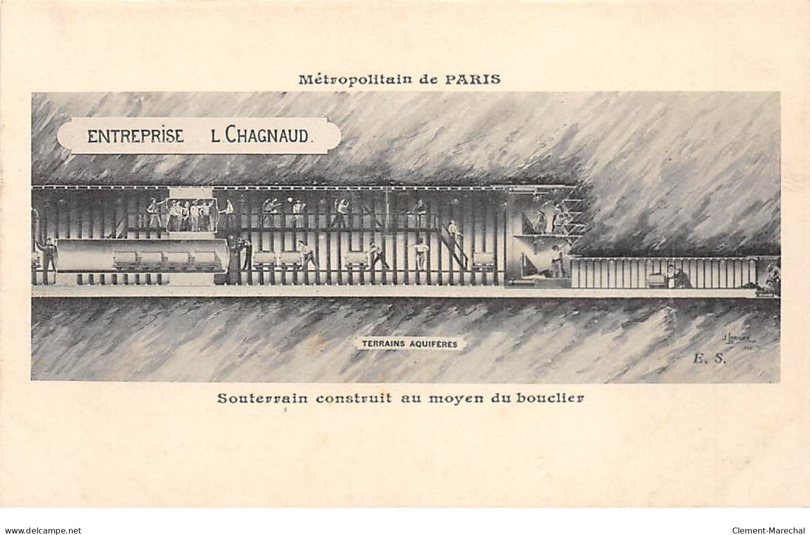 PARIS - Métropolitain De Paris - Souterrain Construit Au Moyen Du Bouclier - Entreprise L. Chagnaud - Très Bon état - Stations, Underground