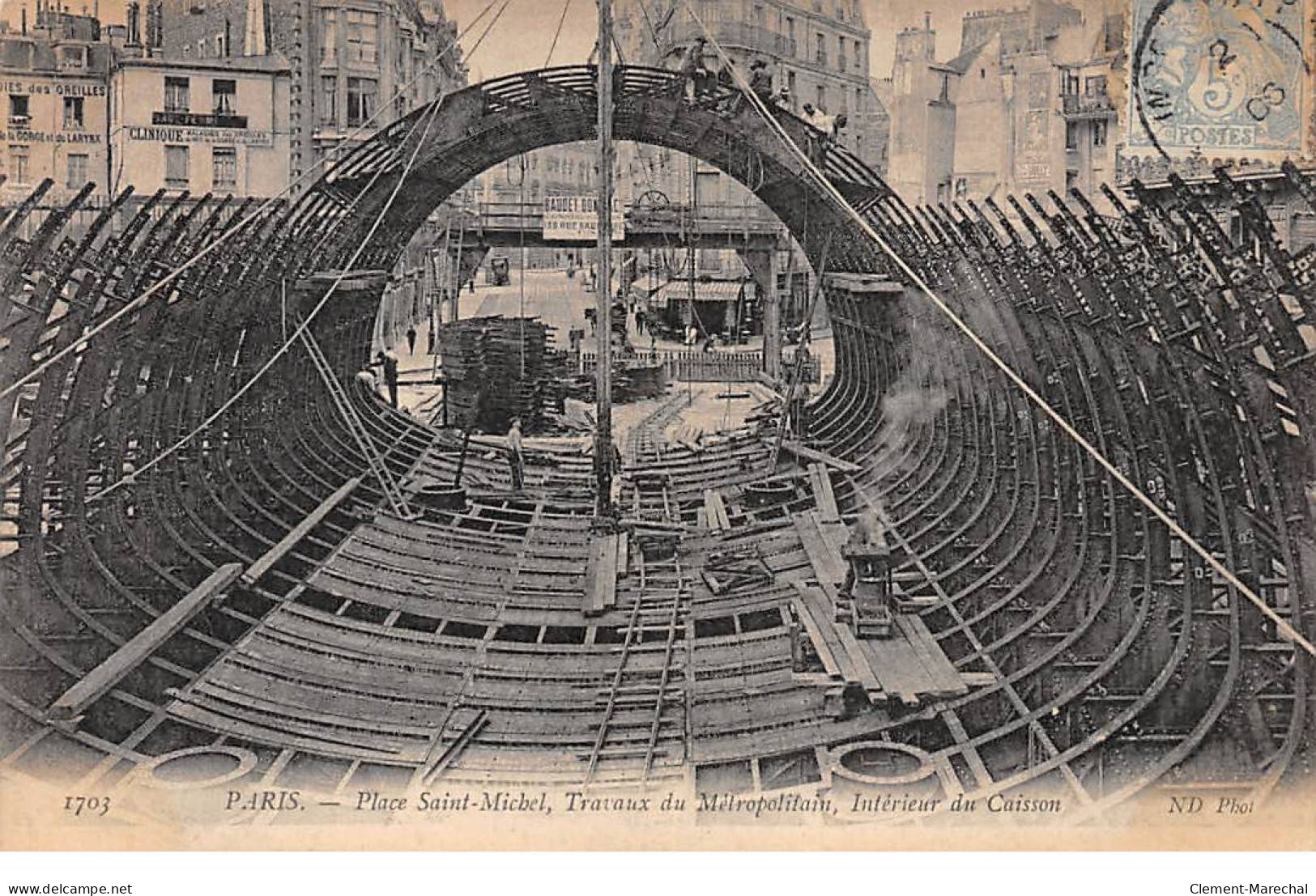 PARIS - Place Saint Michel - Travaux Du Métropolitain - Intérieur Du Caisson - Très Bon état - Pariser Métro, Bahnhöfe