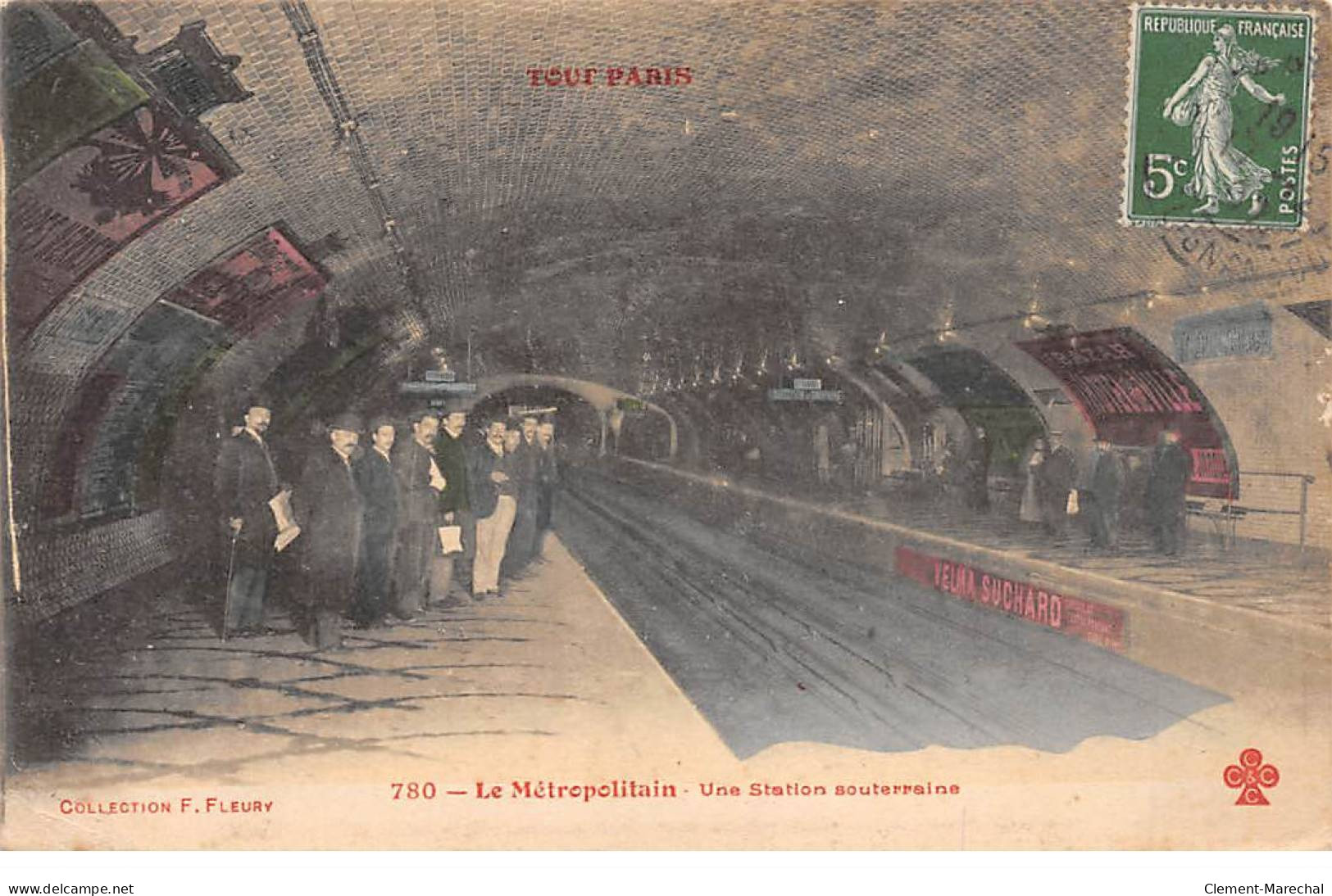 PARIS - Le Métropolitain - Une Station Souterraine - F. Fleury - état - Métro Parisien, Gares