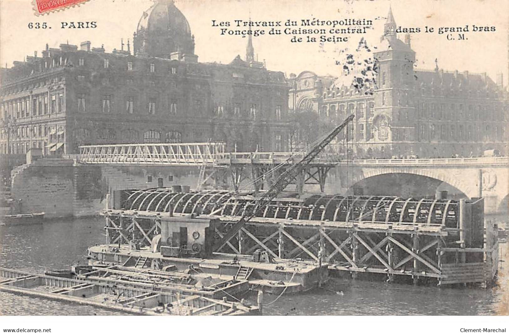 PARIS - Les Travaux Du Métropolitain - Fonçage Du Caisson Central - Très Bon état - Stations, Underground