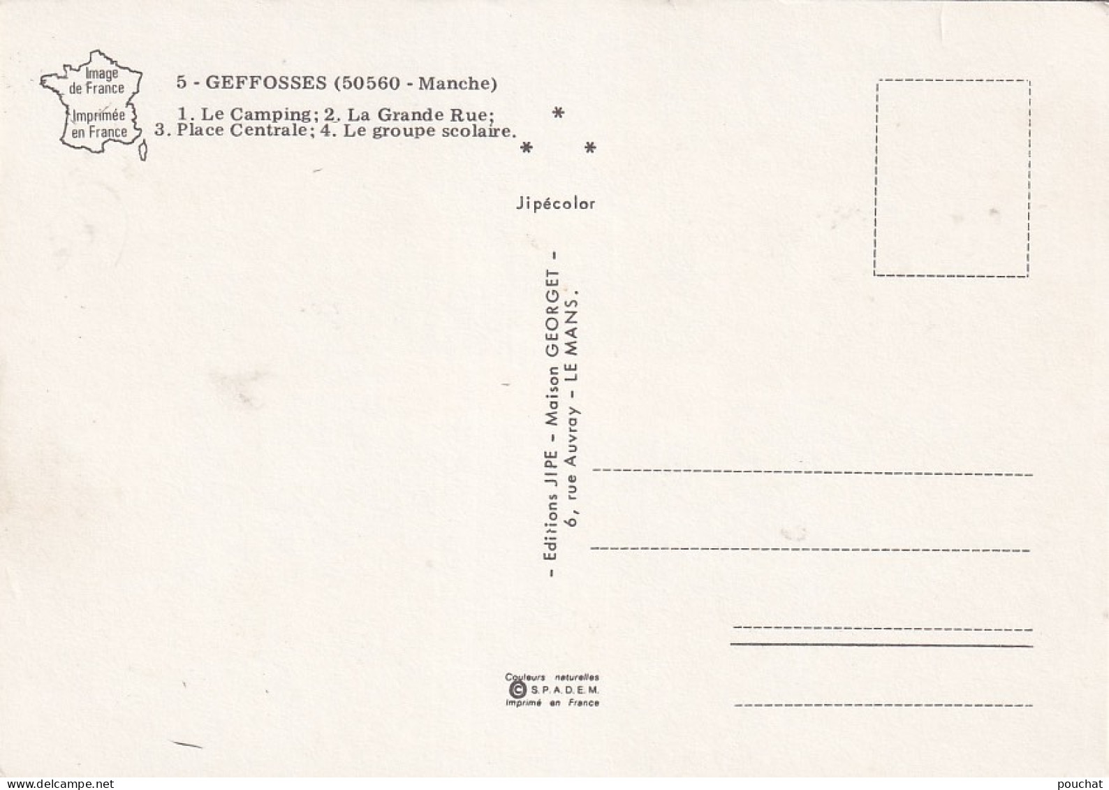 VE Nw-(50) GEFFOSSES - CARTE MULTIVUES : LE CAMPING , LA GRANDE RUE, PLACE CENTRALE , GROUPE SCOLAIRE - Other & Unclassified