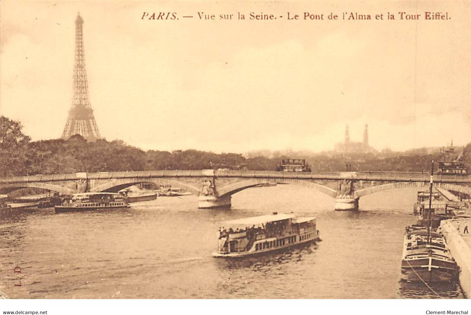 PARIS - Vue Sur La Seine - Le Pont De L'Alma Et La Tour Eiffel - Très Bon état - La Seine Et Ses Bords