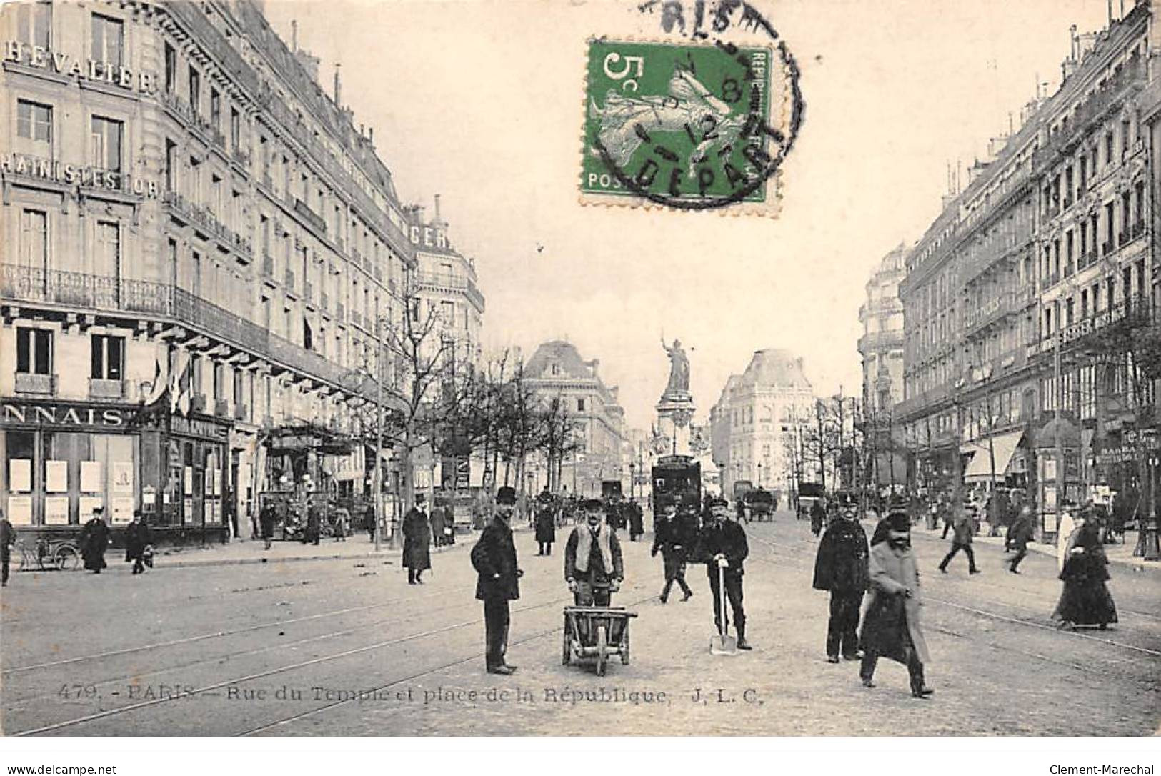 PARIS - Rue Du Temple Et Place De La République - Très Bon état - Places, Squares