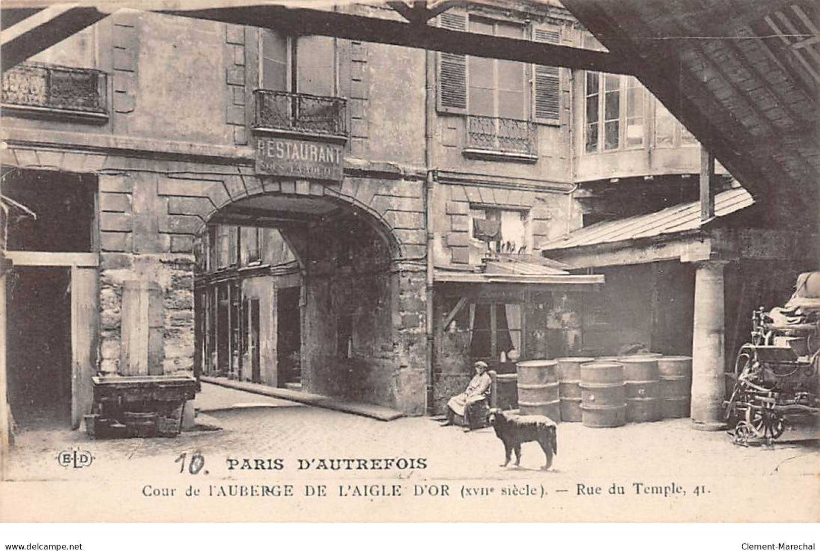 PARIS - Cour De L'Auberge De L'Aigle D'Or - Rue Du Temple - Très Bon état - Cafés, Hotels, Restaurants