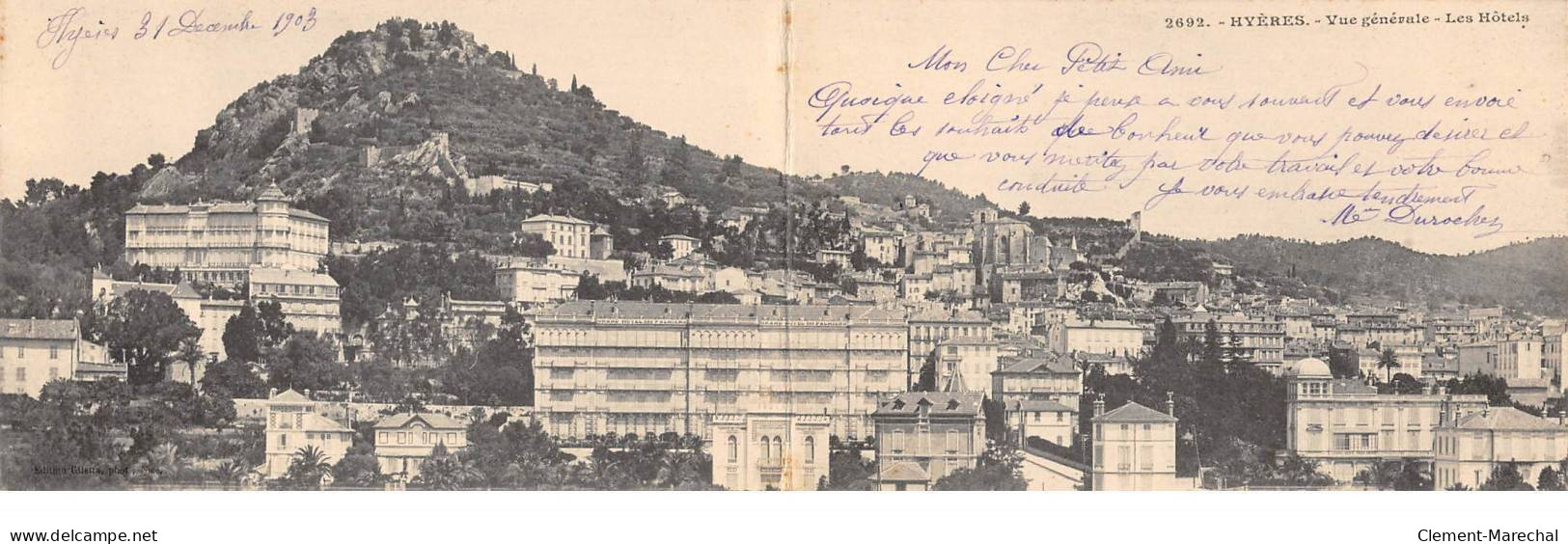 HYERES - Vue Générale - Les Hôtels - Carte Panoramique - état - Hyeres