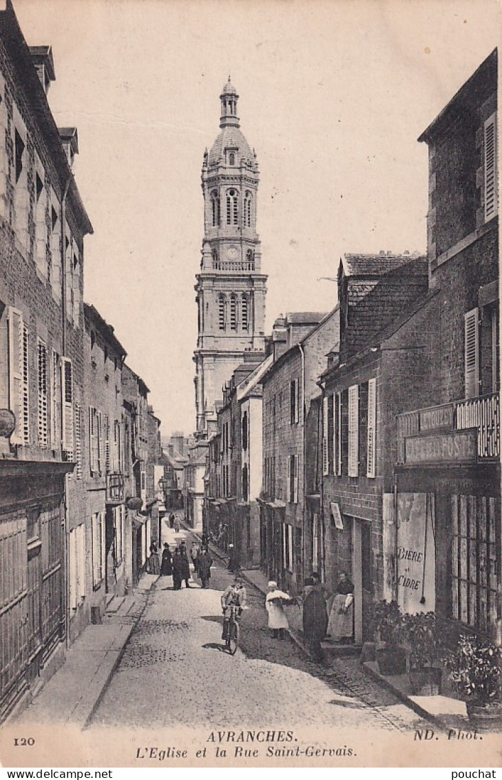 VE Nw-(50) AVRANCHES - L'EGLISE ET LA RUE SAINT GERVAIS - ANIMATION - Avranches