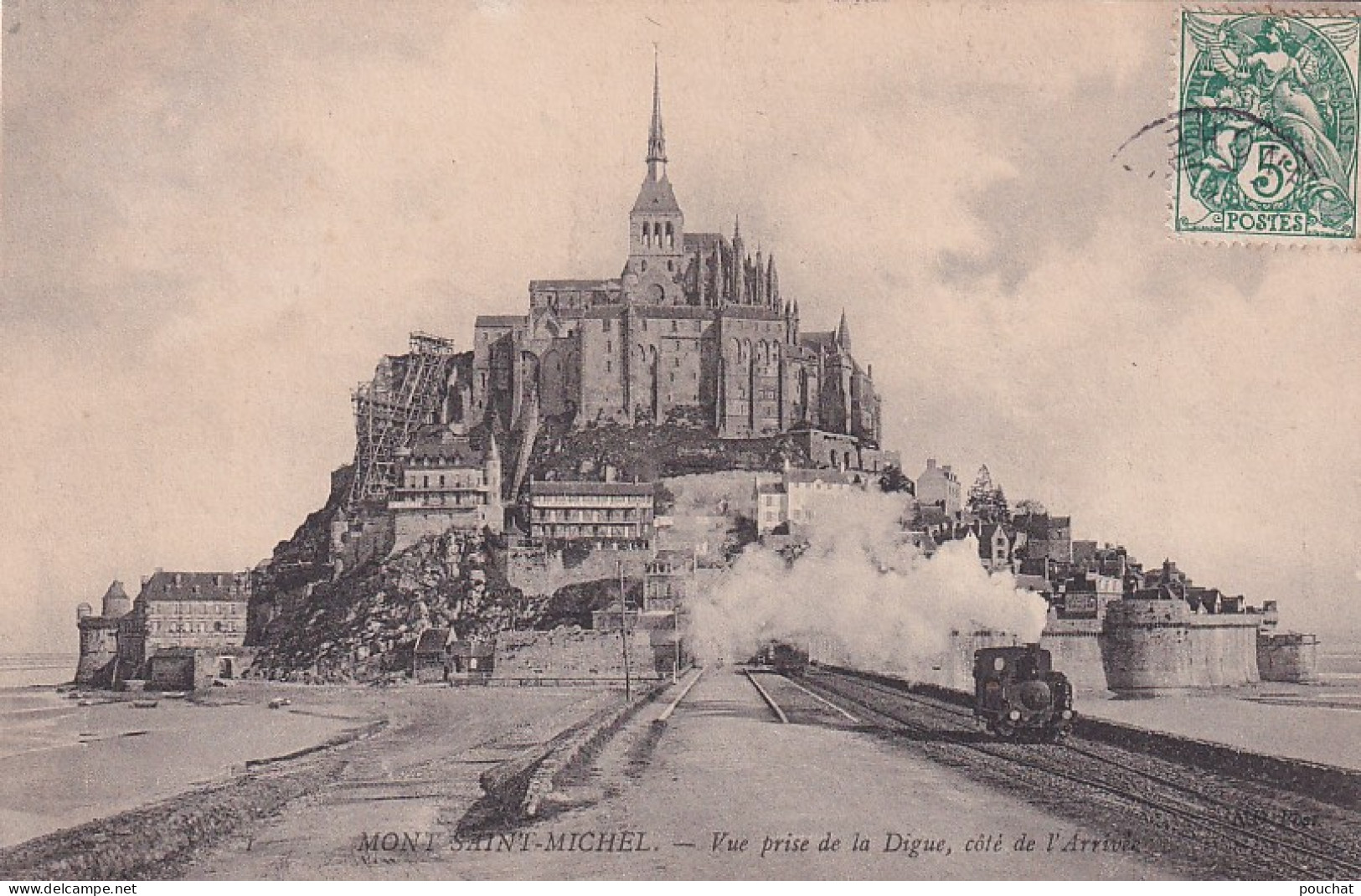 VE Nw-(50) MONT SAINT MICHEL - VUE PRISE DE LA DIGUE , COTE DE L'ARRIVEE - LOCOMOTIVE VAPEUR - Le Mont Saint Michel