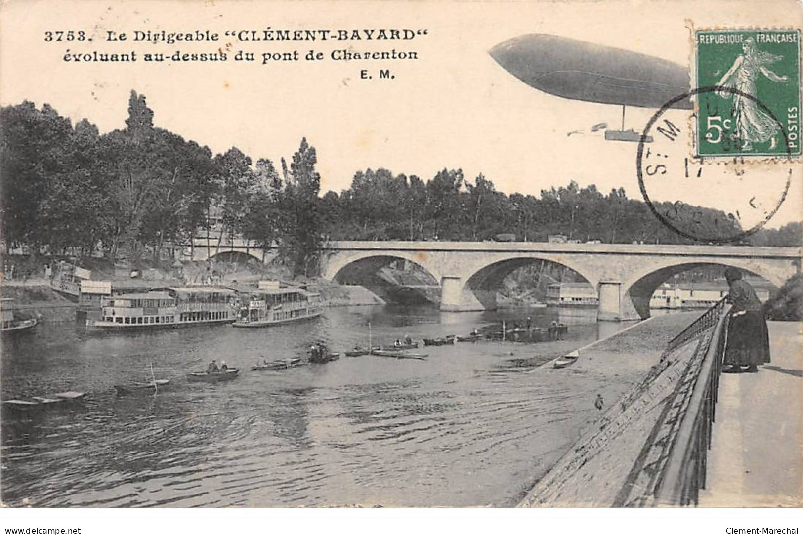 Le Dirigeable " Clément Bayard " évluant Au Dessus Du Pont De CHARENTON - Très Bon état - Charenton Le Pont
