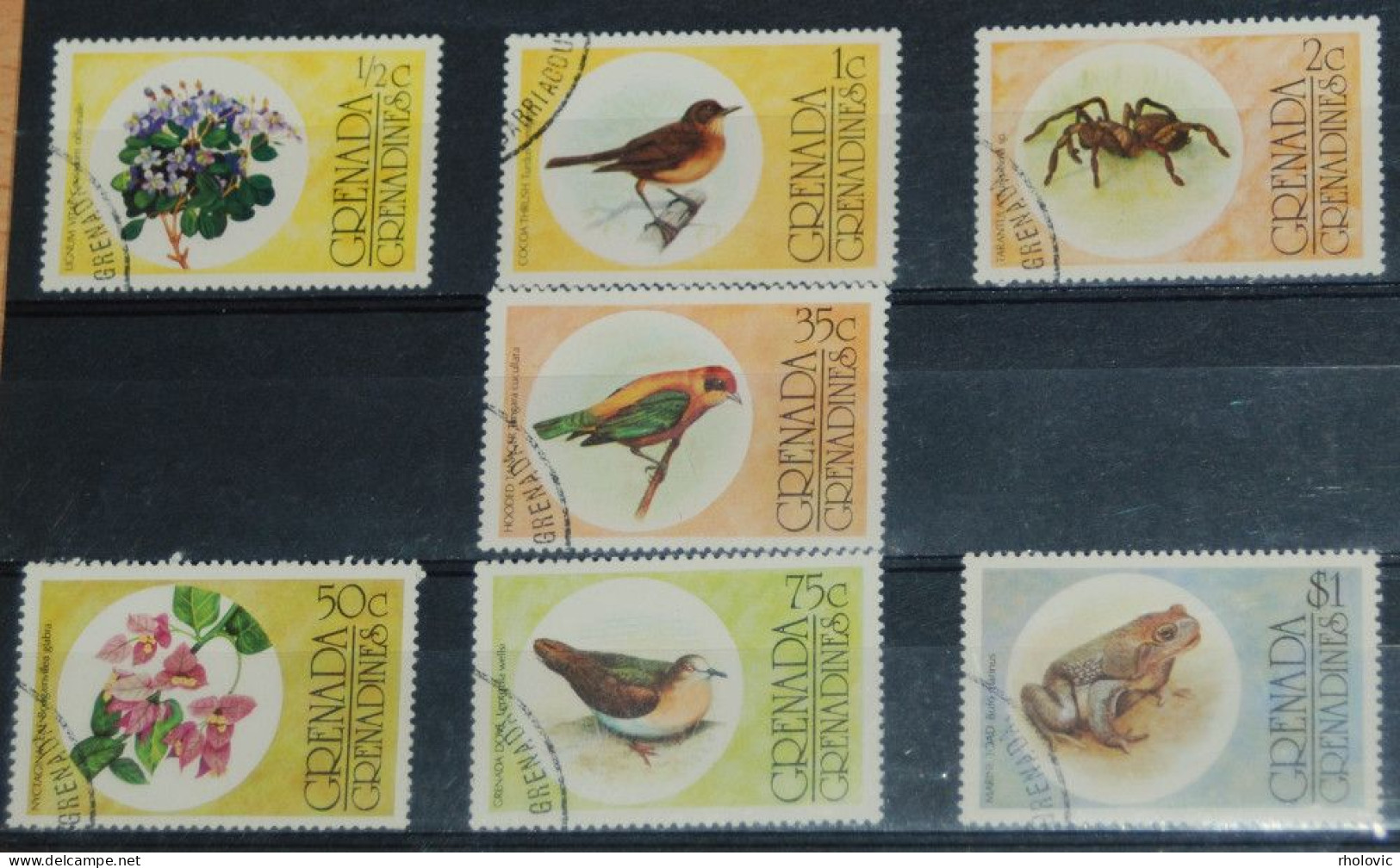 GRENADA GRENADINES 1976, Birds, Frog, Flowers, Animals, Fauna, Flora, Mi #149-55, Used - Other & Unclassified