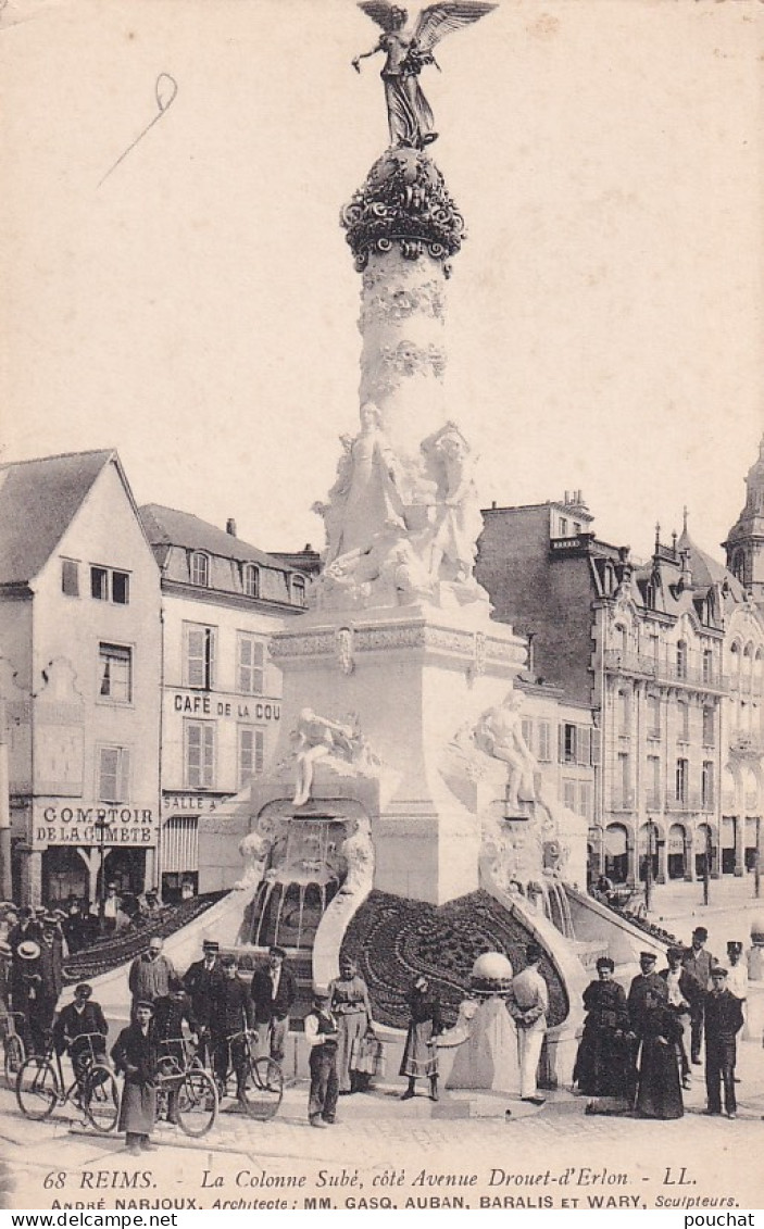 VE Nw-(51) REIMS - LA COLONNE SUBE  , COTE AVENUE DROUET D'ERLON - ANIMATION - Reims