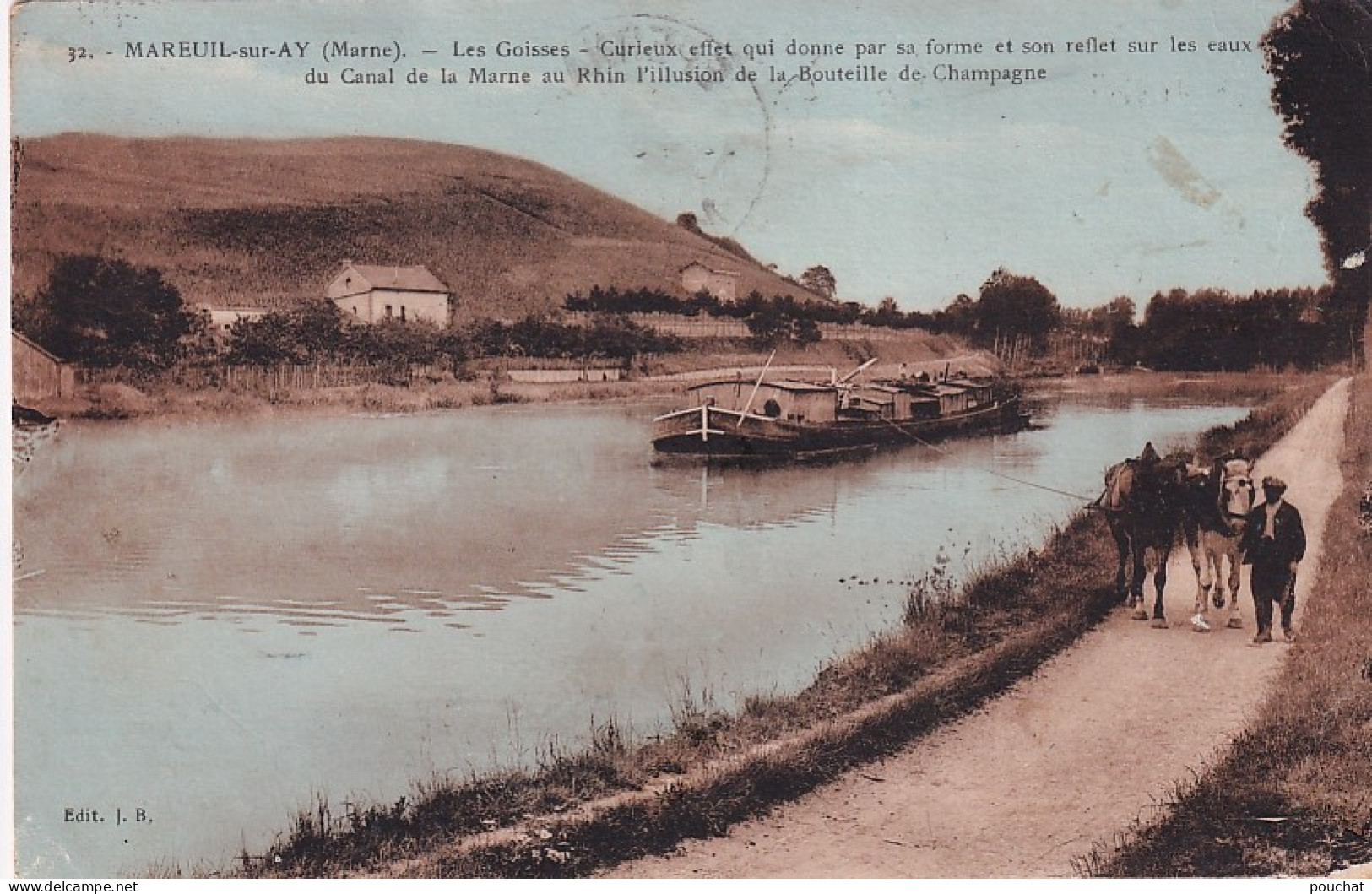 VE Nw-(51) MAREUIL SUR AY - LES GOISSES - PENICHE ET  HALAGE - CARTE COLORISEE - Mareuil-sur-Ay