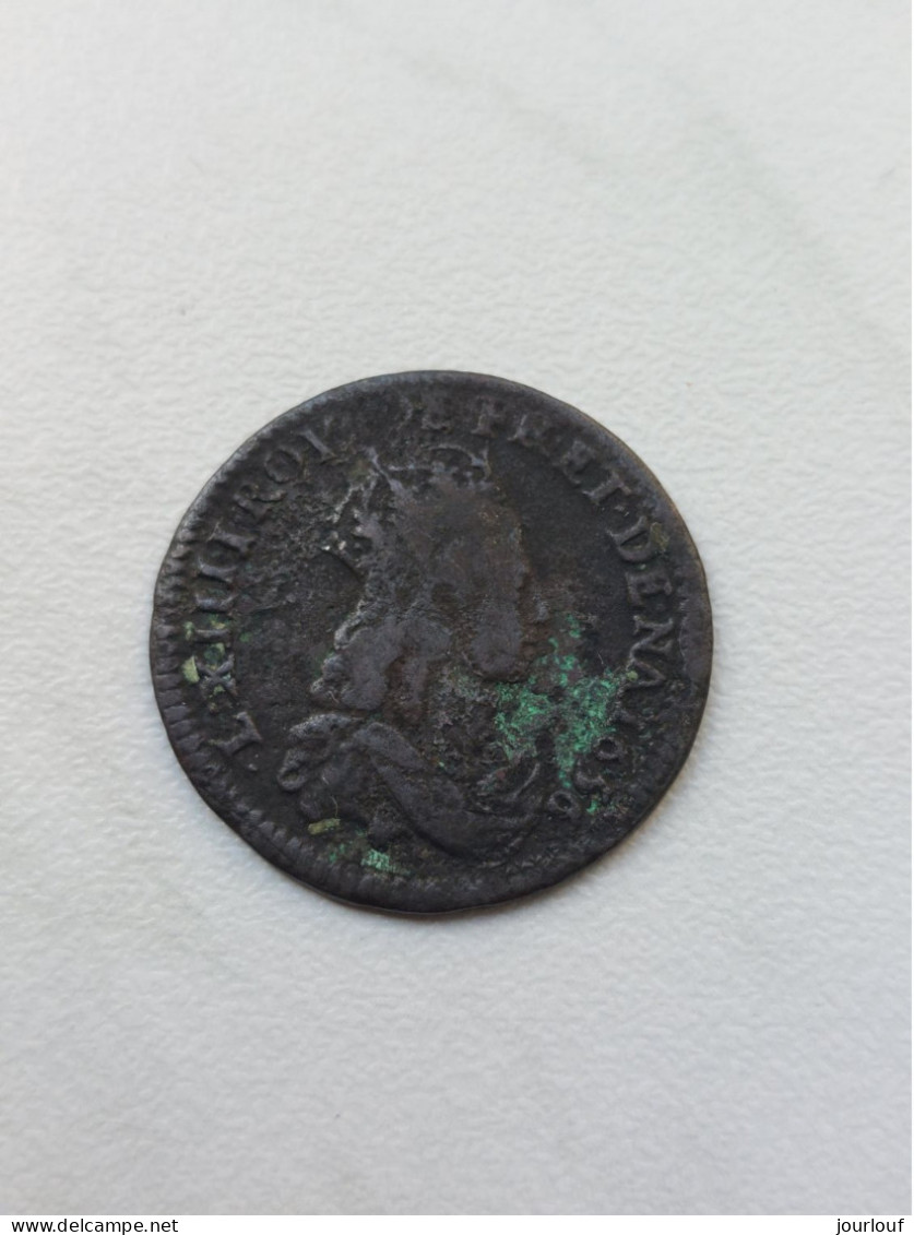 Louis XIV - Liard 1656 (double Face) + Louis XV - Double Sols 1739 (besançon) - 1643-1715 Ludwig XIV.