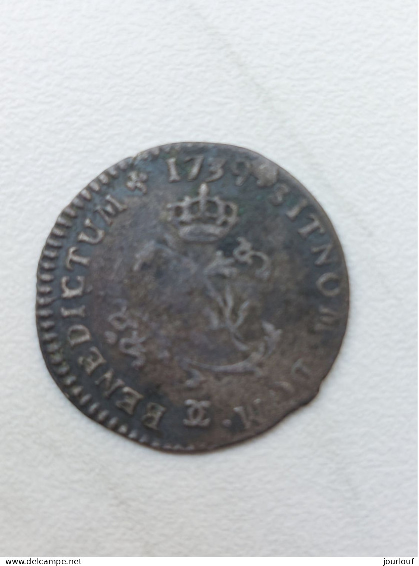 Louis XIV - Liard 1656 (double Face) + Louis XV - Double Sols 1739 (besançon) - 1643-1715 Louis XIV Le Grand