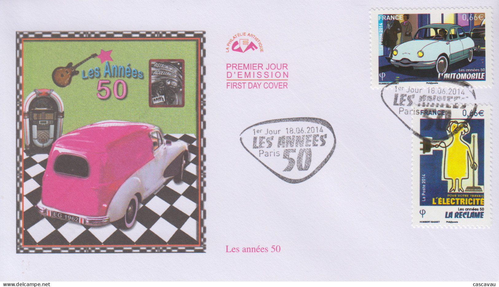 Enveloppe   FDC  1er   Jour    FRANCE    Les  Années  50      PARIS     2014 - 2010-2019