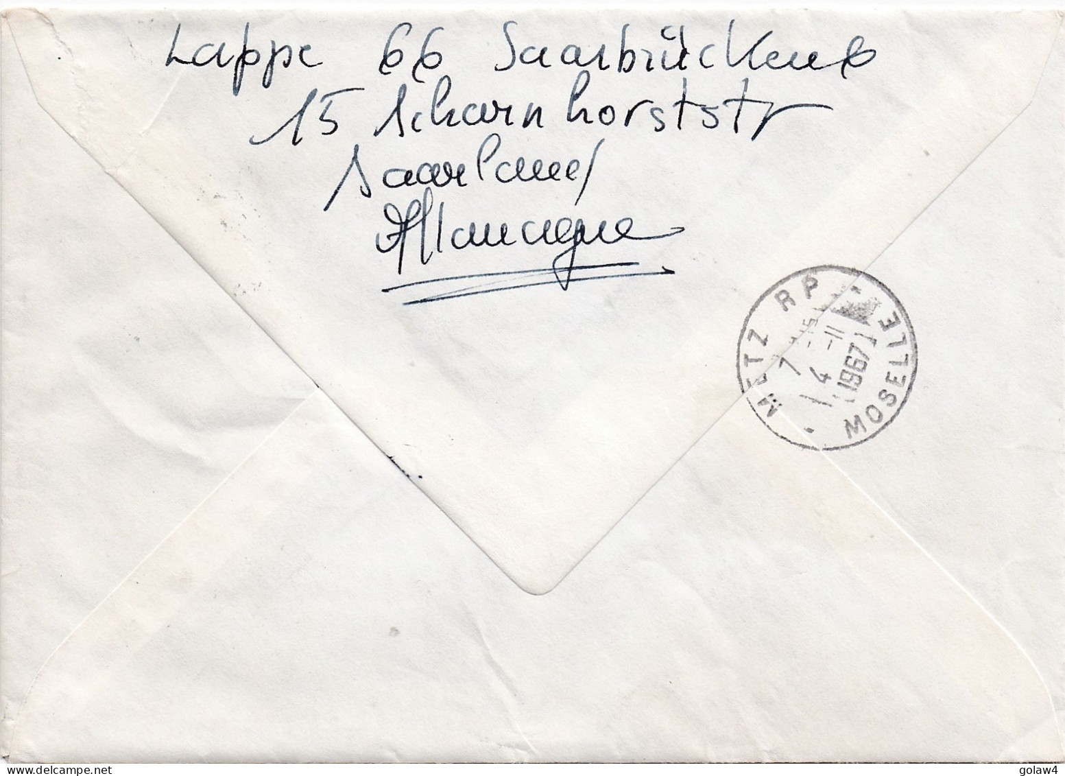 36906# LETTRE FRANCHISE POSTALE RECOMMANDE Obl SAARBRÜCKEN 2 1967 Pour METZ MOSELLE - Covers & Documents