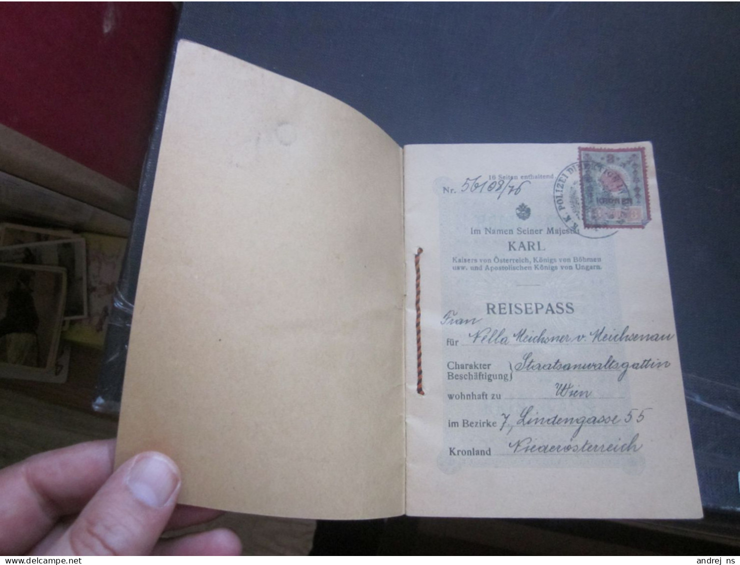 Austria Hungary Passport  Majestat Karl Wien 1917 Geburtsort Spalato Split NELLA MEICHSNER VON Meichsenau RRR EXTRA - Documents Historiques