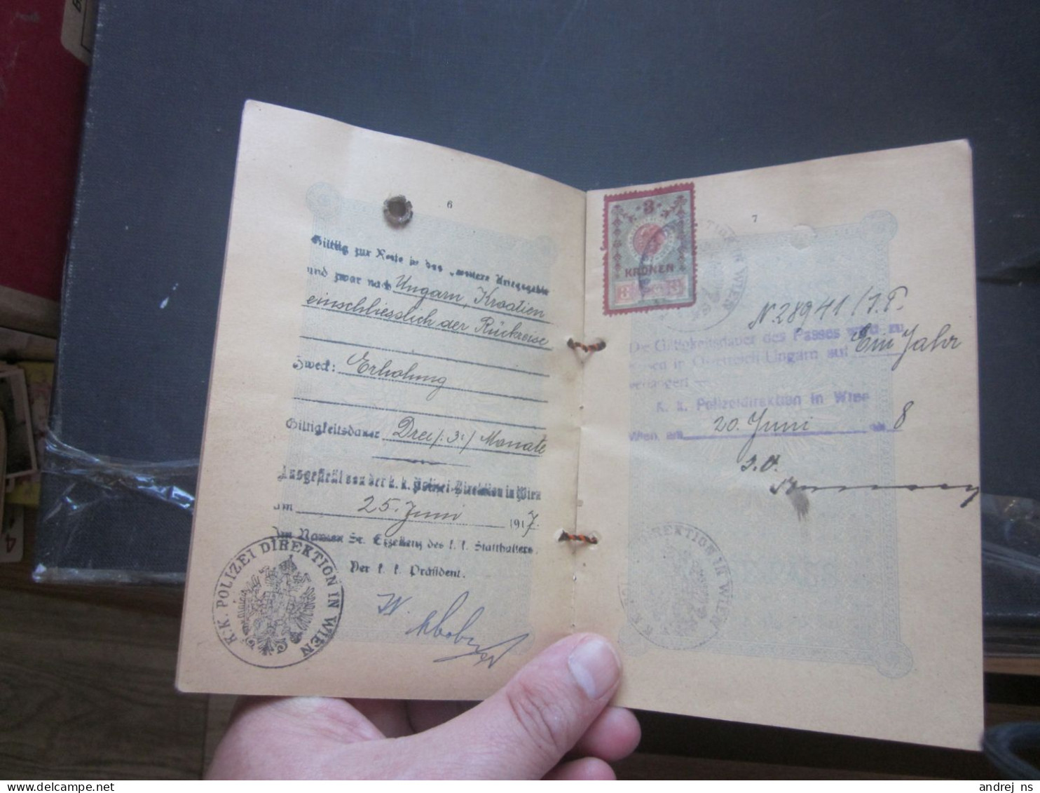 Austria Hungary Passport  Majestat Karl Wien 1917 Geburtsort Spalato Split NELLA MEICHSNER VON Meichsenau RRR EXTRA - Historische Dokumente