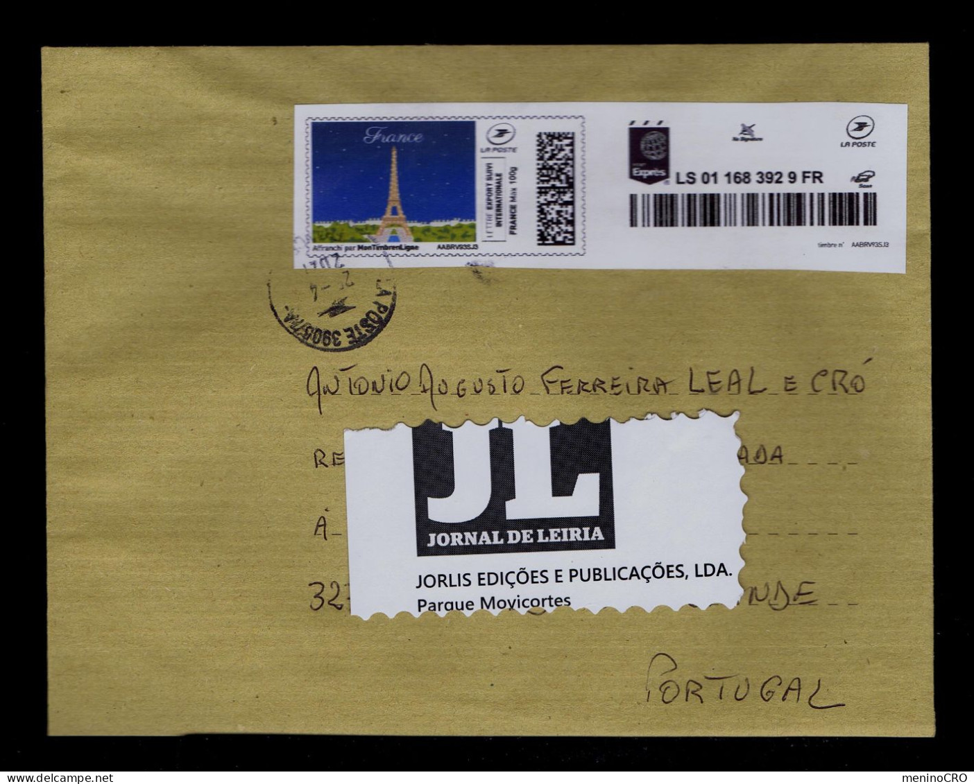 Gc8518 FRANCE "EIFFELL TOWER" Monuments  Post Label (MonTimbreLigne) Expres LA POSTE Mailed 2021 Portugal - Monuments