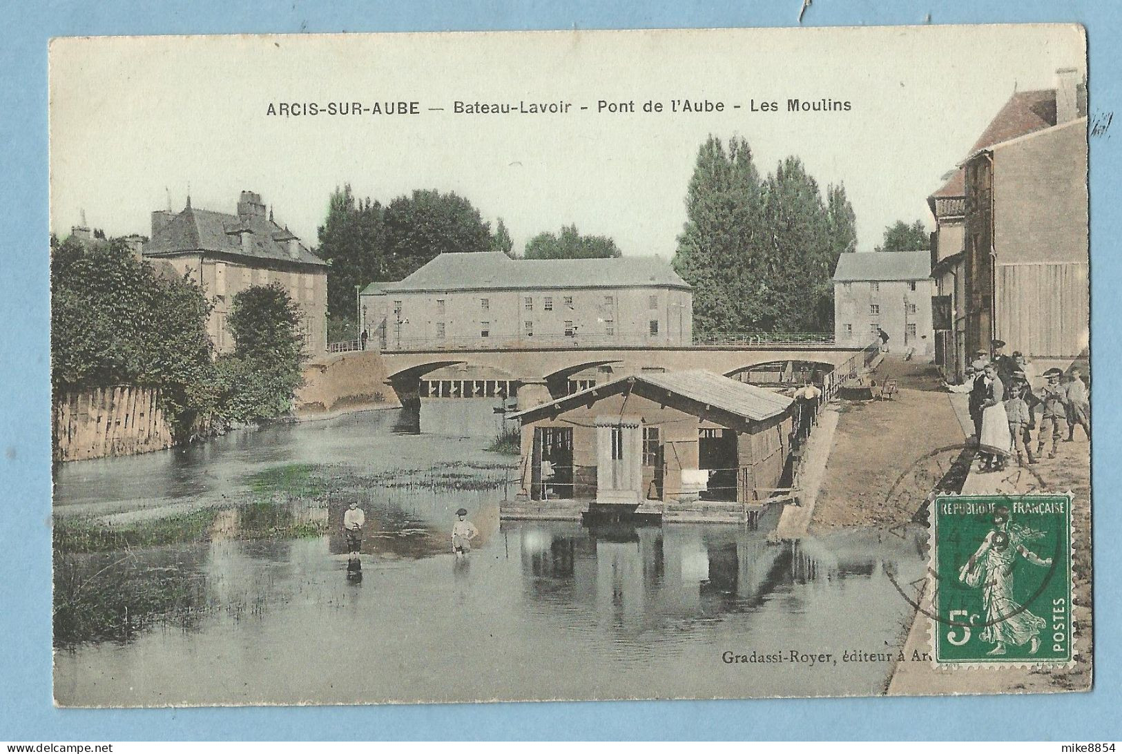 BA0022  CPA  ARCIS-SUR-AUBE  (Aube)  Bateau-Lavoir  - Pont De L'Aube  -  Les Moulins  +++++ - Arcis Sur Aube